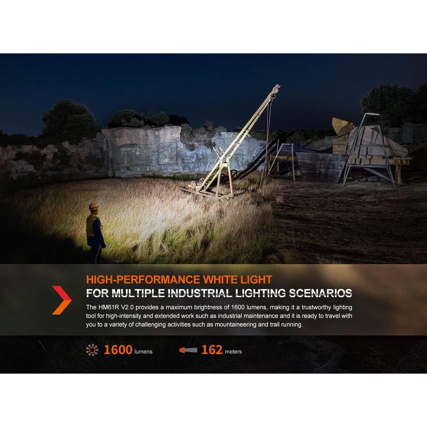 Linterna Frontal Fenix HM61R v2.0 Recargable 1600 Lúmenes