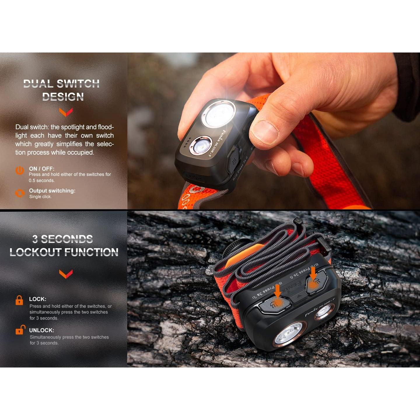 Linterna recargable Fenix HL32R-T 800 Lúmenes para correr