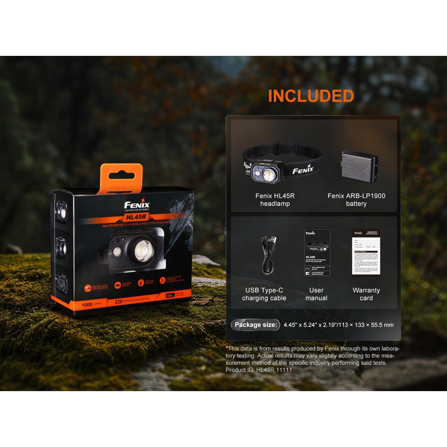 Linterna Frontal Fenix HL45R 1000 Lúmenes Recargable USB-C