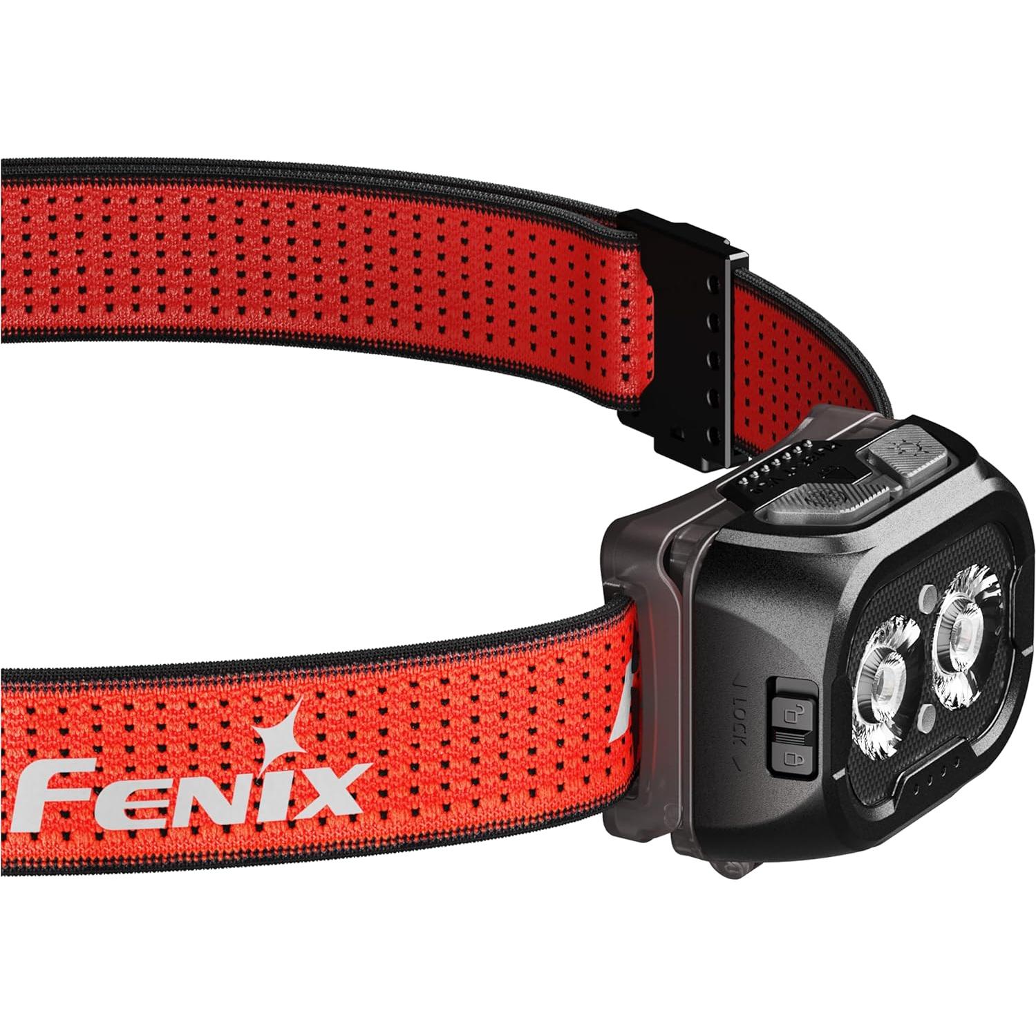 FENIX HL18R-T V2.0 Black Rechargeable Trail Running/Outdoor Headlamp | 800 Lumens | 125m | 160 Hrs Max | Dual Primary Beams - Cool and Warm White | 5lm Red Beam | Sport Click Adjust Headband | IP66