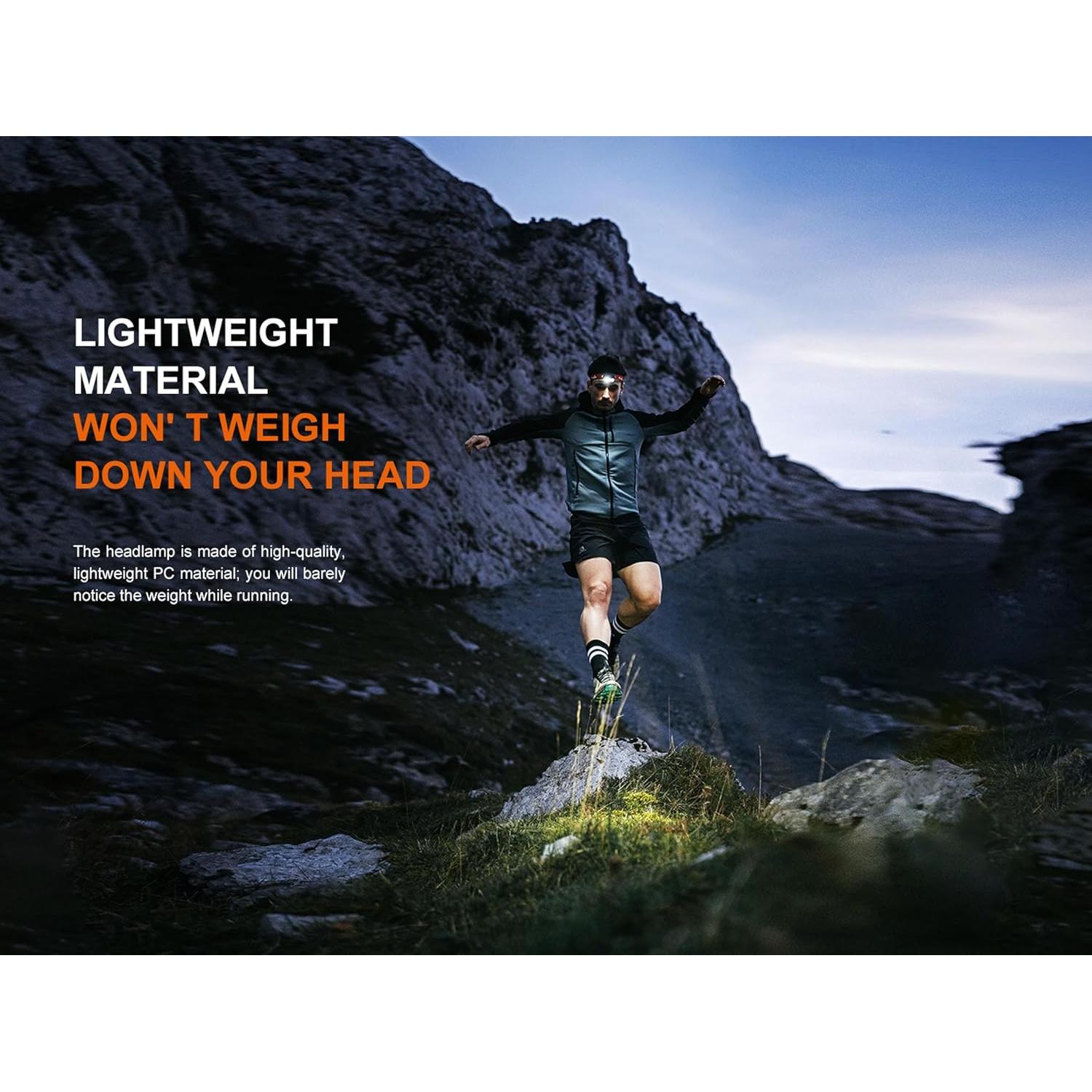 FENIX HL18R-T V2.0 Black Rechargeable Trail Running/Outdoor Headlamp | 800 Lumens | 125m | 160 Hrs Max | Dual Primary Beams - Cool and Warm White | 5lm Red Beam | Sport Click Adjust Headband | IP66