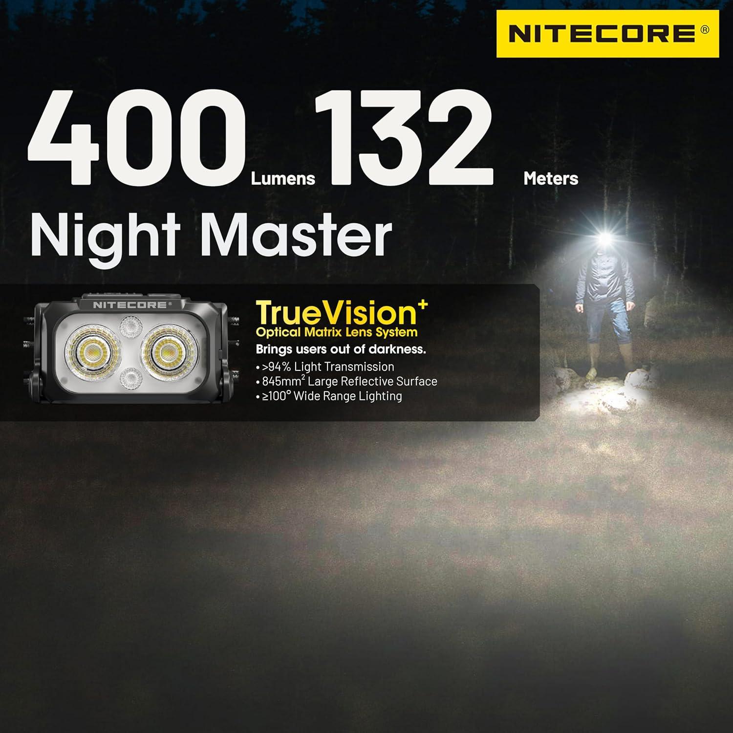 Linterna Frontal Nitecore NU25 MCT 400 Lúmenes Recargable USB-C