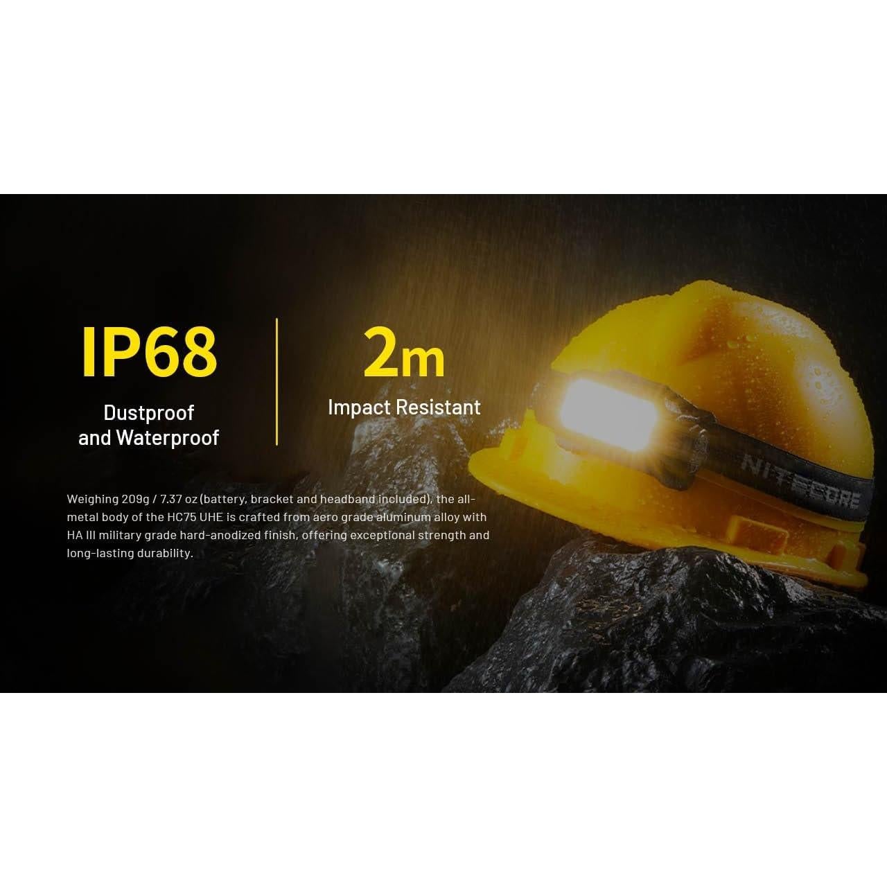 Linterna Frontal Nitecore HC75 UHE 3000 Lúmenes Recargable USB-C