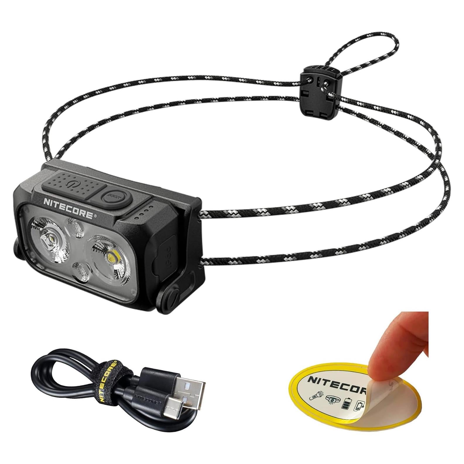 Nitecore NU21 Running Headlamp, 360 Lumen Ultralight USB-C Rechargeable with White and Red LEDs and a Sticker (Black)