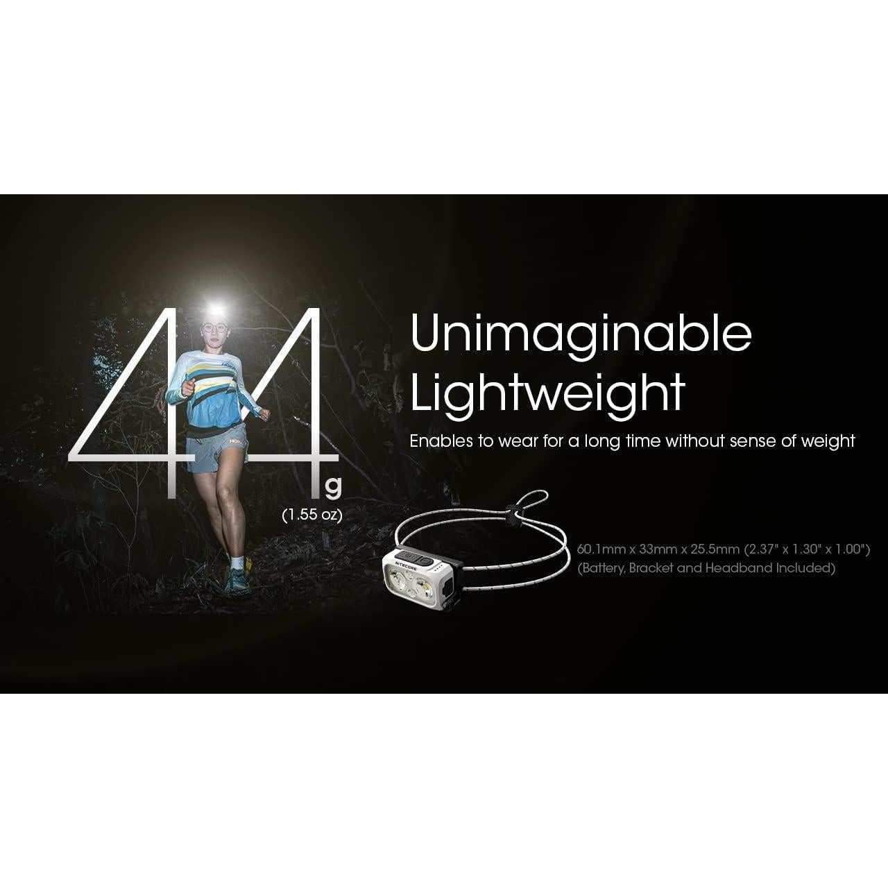 Nitecore NU21 Running Headlamp, 360 Lumen Ultralight USB-C Rechargeable with White and Red LEDs and a Sticker (Black)