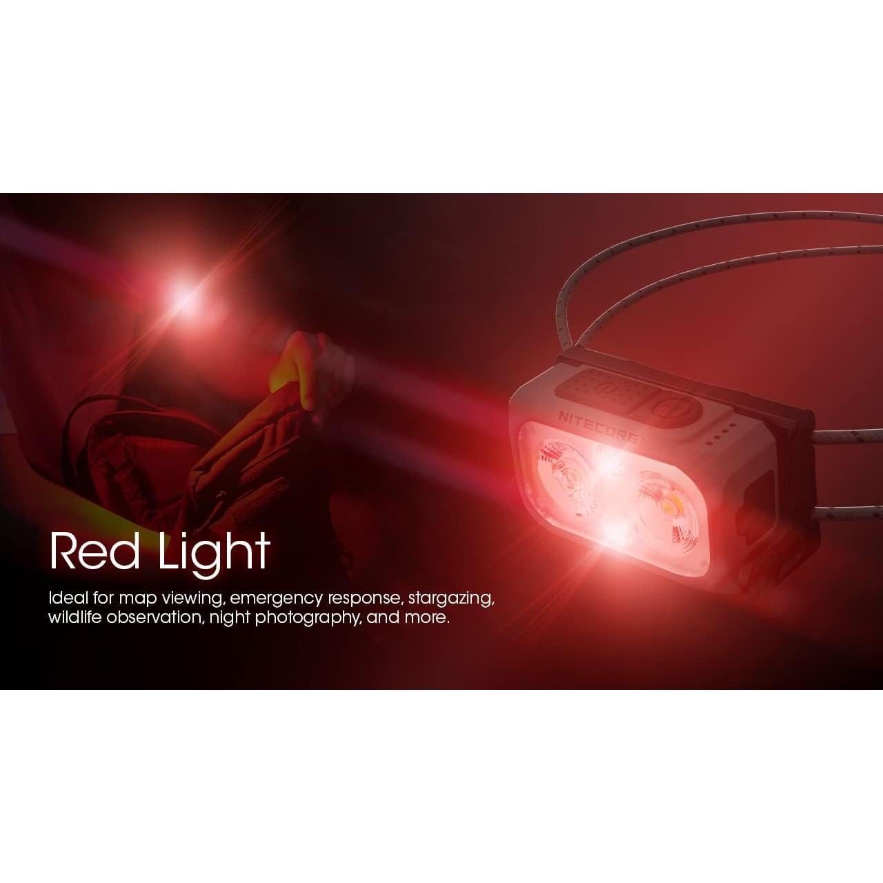 Nitecore NU21 Running Headlamp, 360 Lumen Ultralight USB-C Rechargeable with White and Red LEDs and a Sticker (Black)