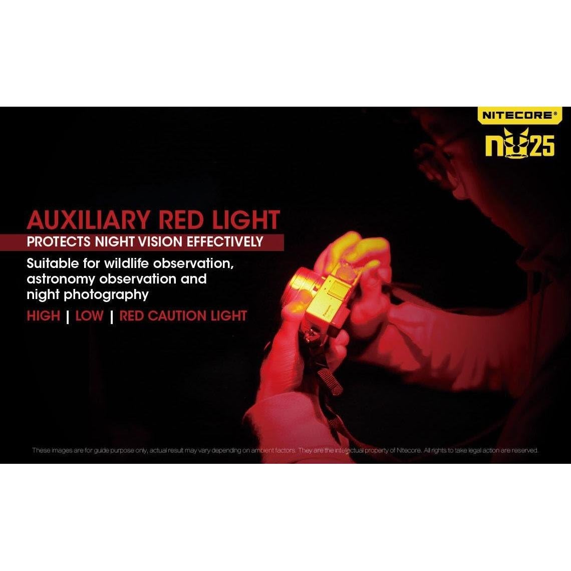 Linterna Frontal Nitecore NU25 360 Lúmenes Recargable USB