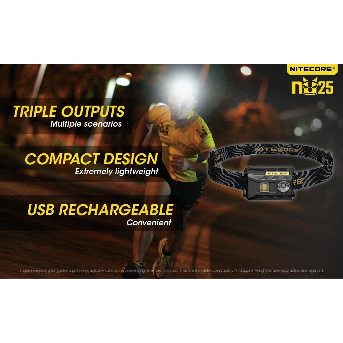 Linterna Frontal Nitecore NU25 360 Lúmenes Recargable USB