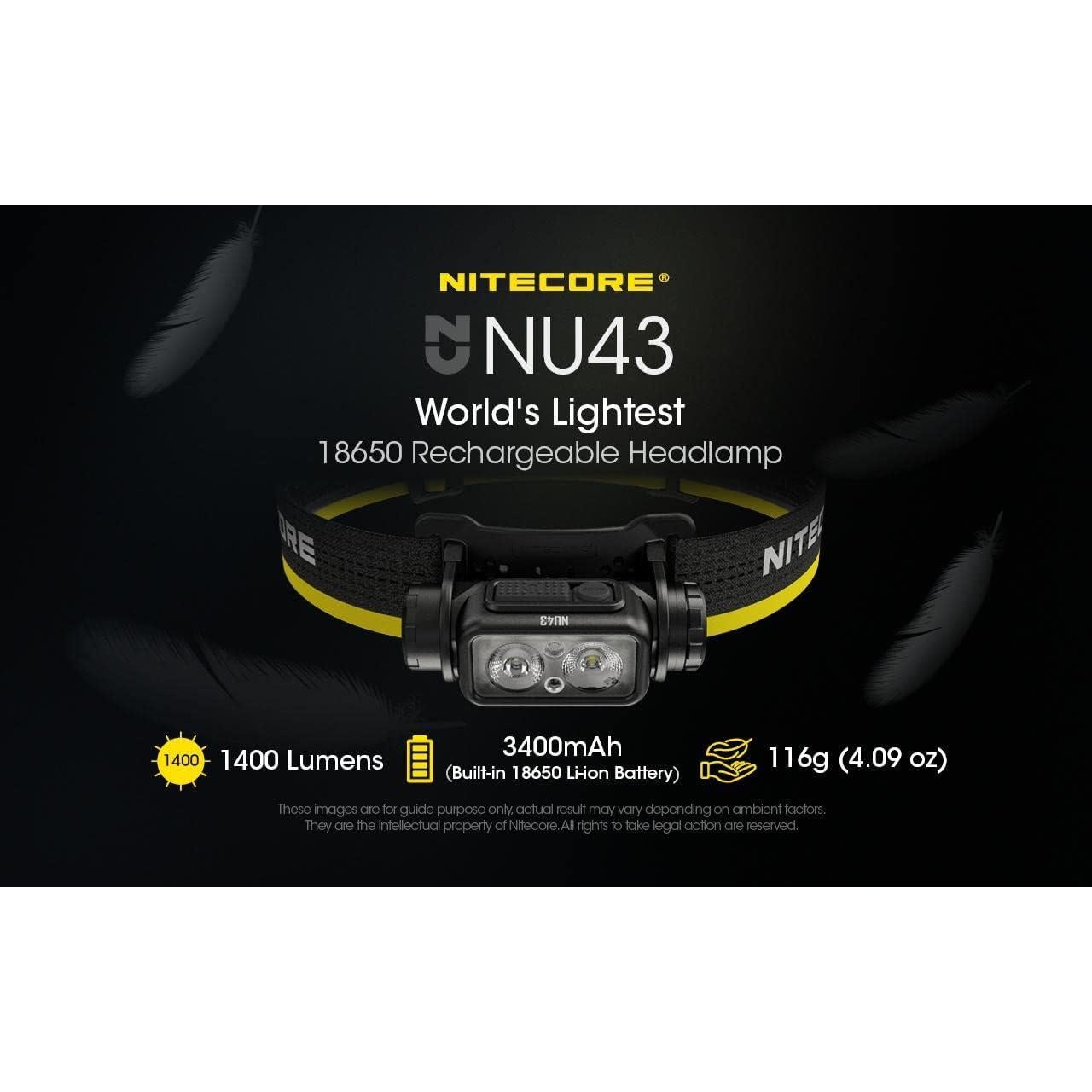 Linterna Frontal Nitecore NU43 Recargable 1400 Lúmenes