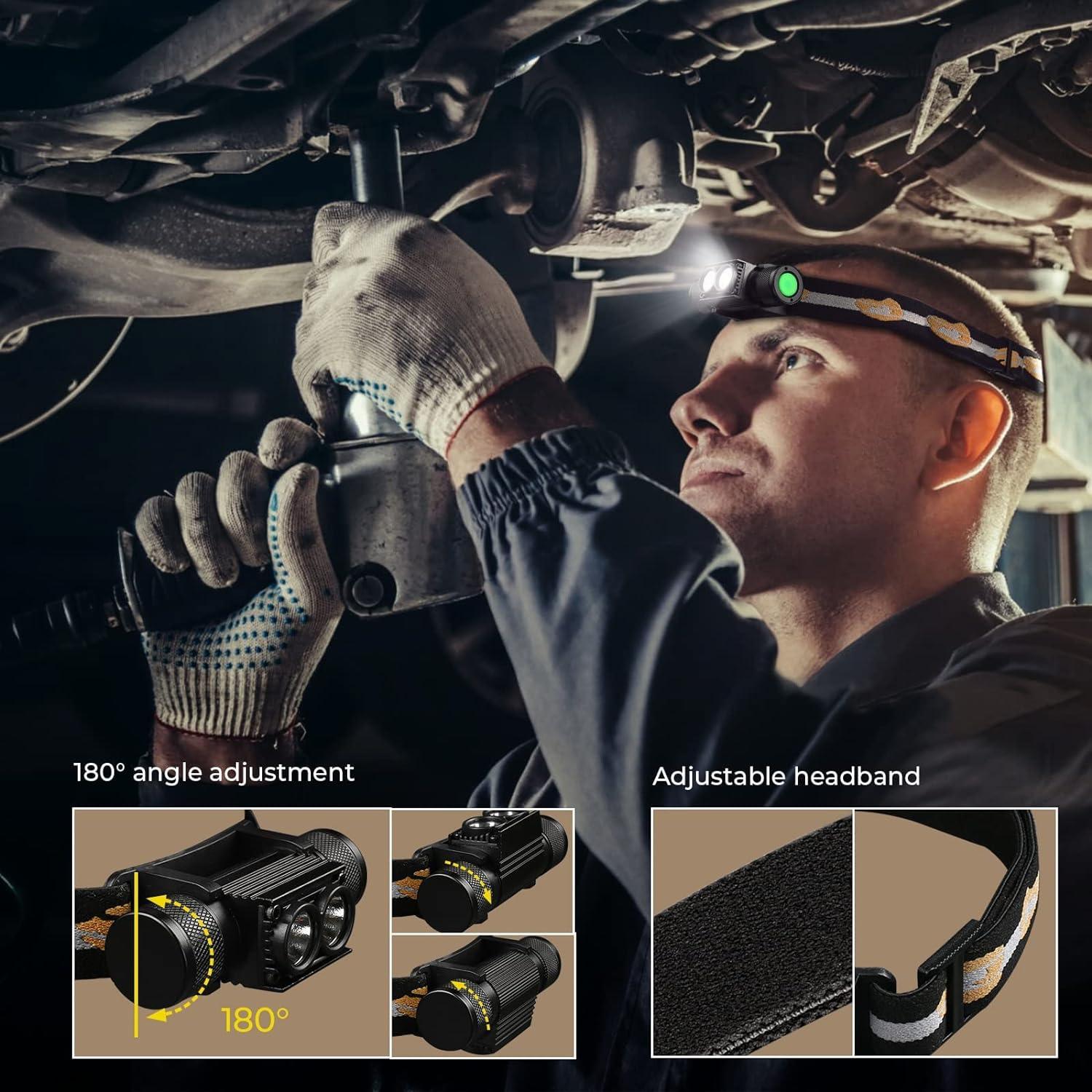 Linterna Frontal Recargable 77outdoor D25LR Luz Blanca y Roja