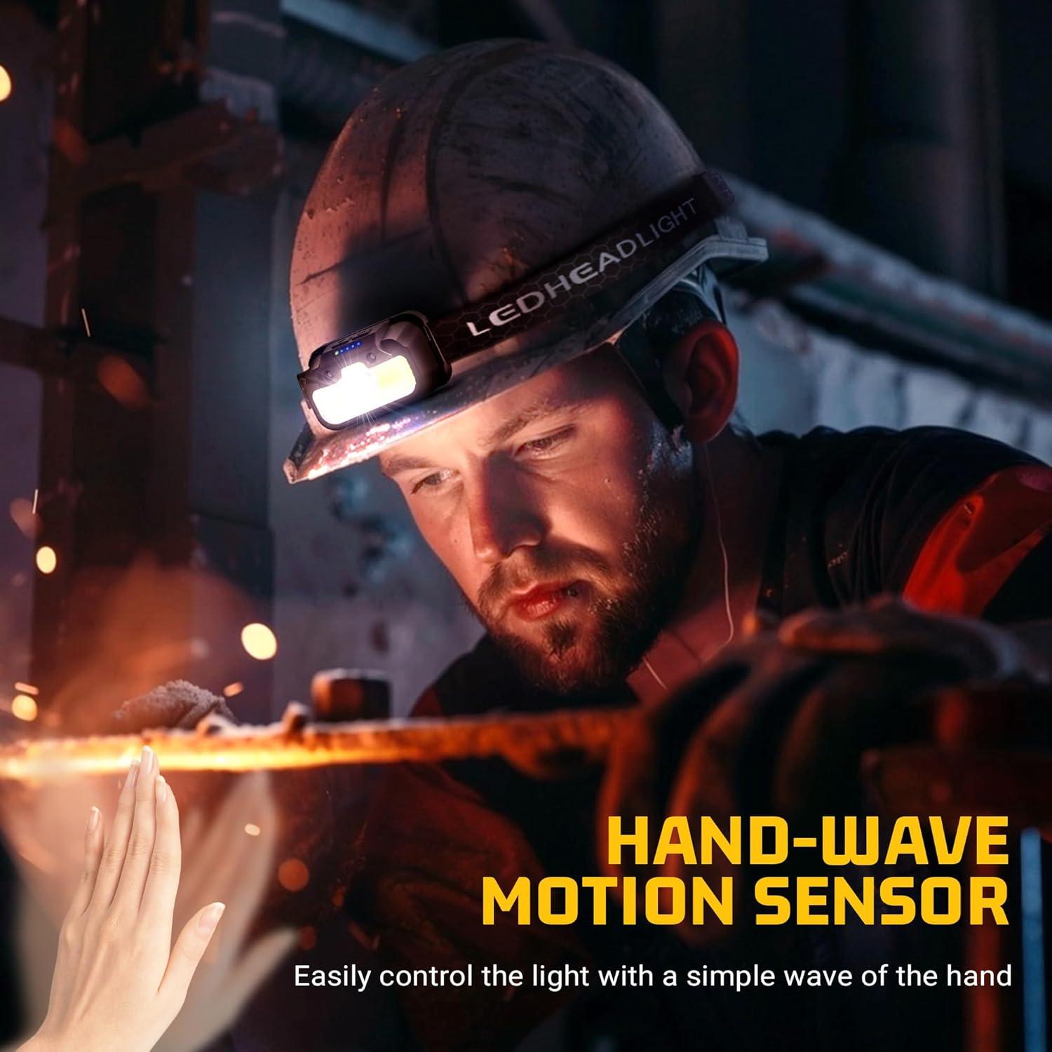 Linterna Frontal Recargable HOKOILN Paquete de 4 1300 Lúmenes