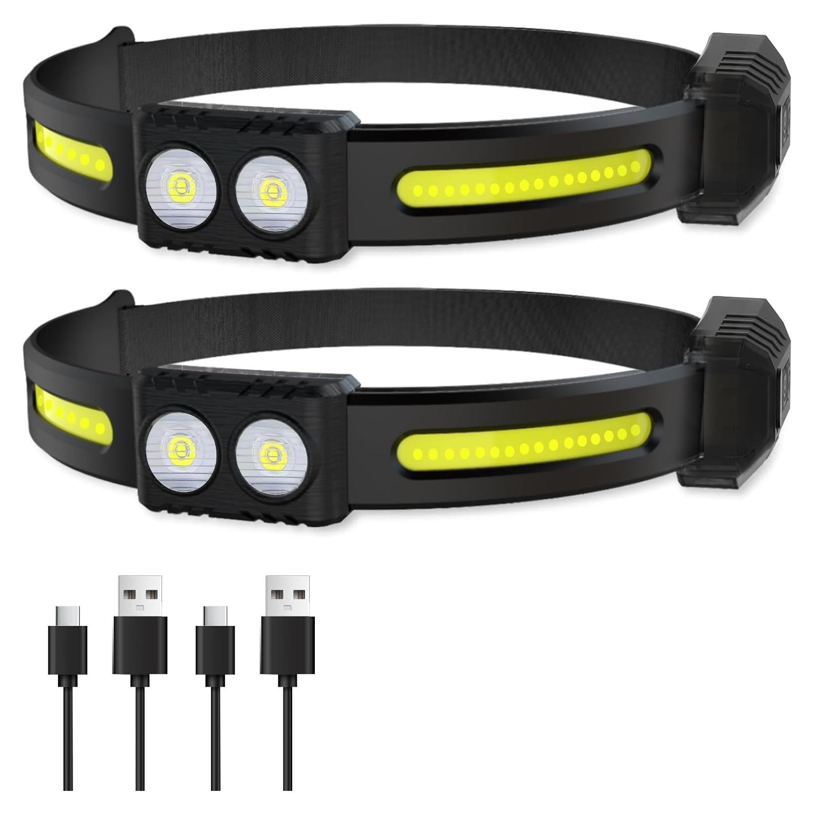 Linterna Frontal LED Recargable Spriak 2 Paquete 230° 1200 Lúmenes