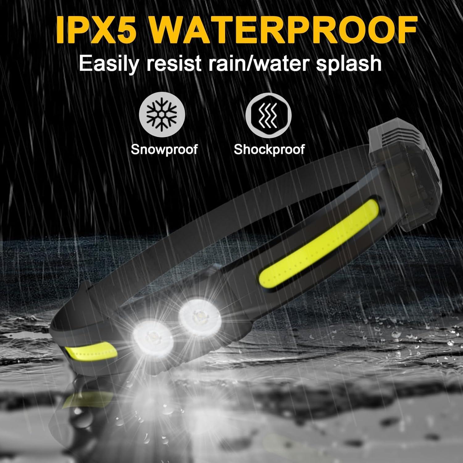 Linterna Frontal LED Recargable Spriak 2 Paquete 230° 1200 Lúmenes