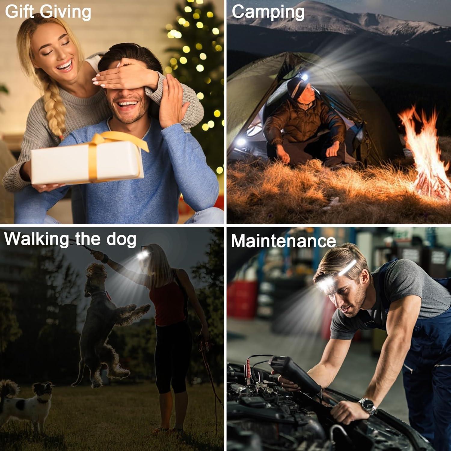 Linterna Frontal LED Recargable Spriak 2 Paquete 230° 1200 Lúmenes