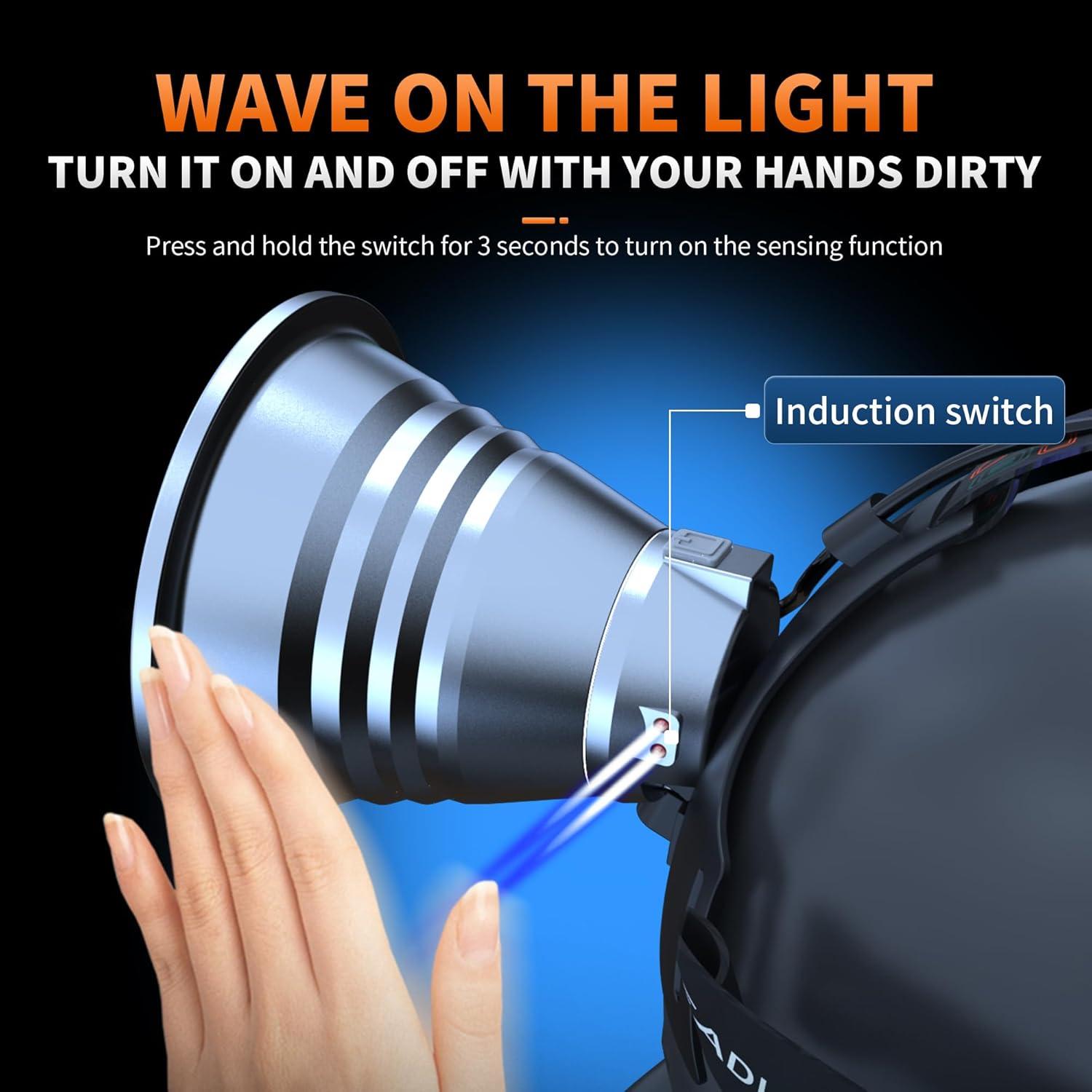 Linterna Frontal LED Recargable PINSAI P200 Impermeable 6000mAh