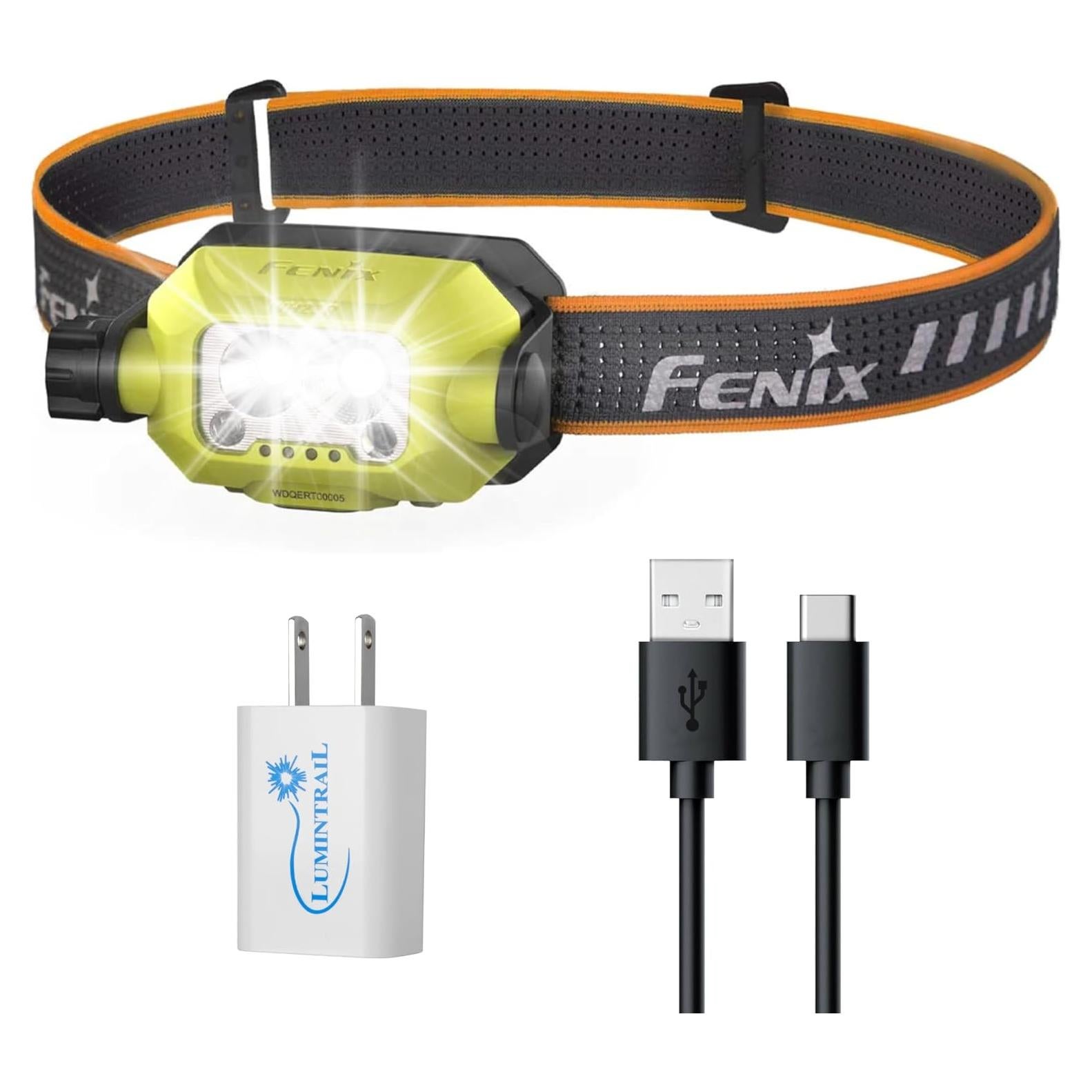 FENIX WH23R Headlamp Rechargeable Headlamp, 600 Lumens LED Headlamp, Dual LED Headlamp, Running Headlamp, IP66 Water Resistance, with a Wall Plug