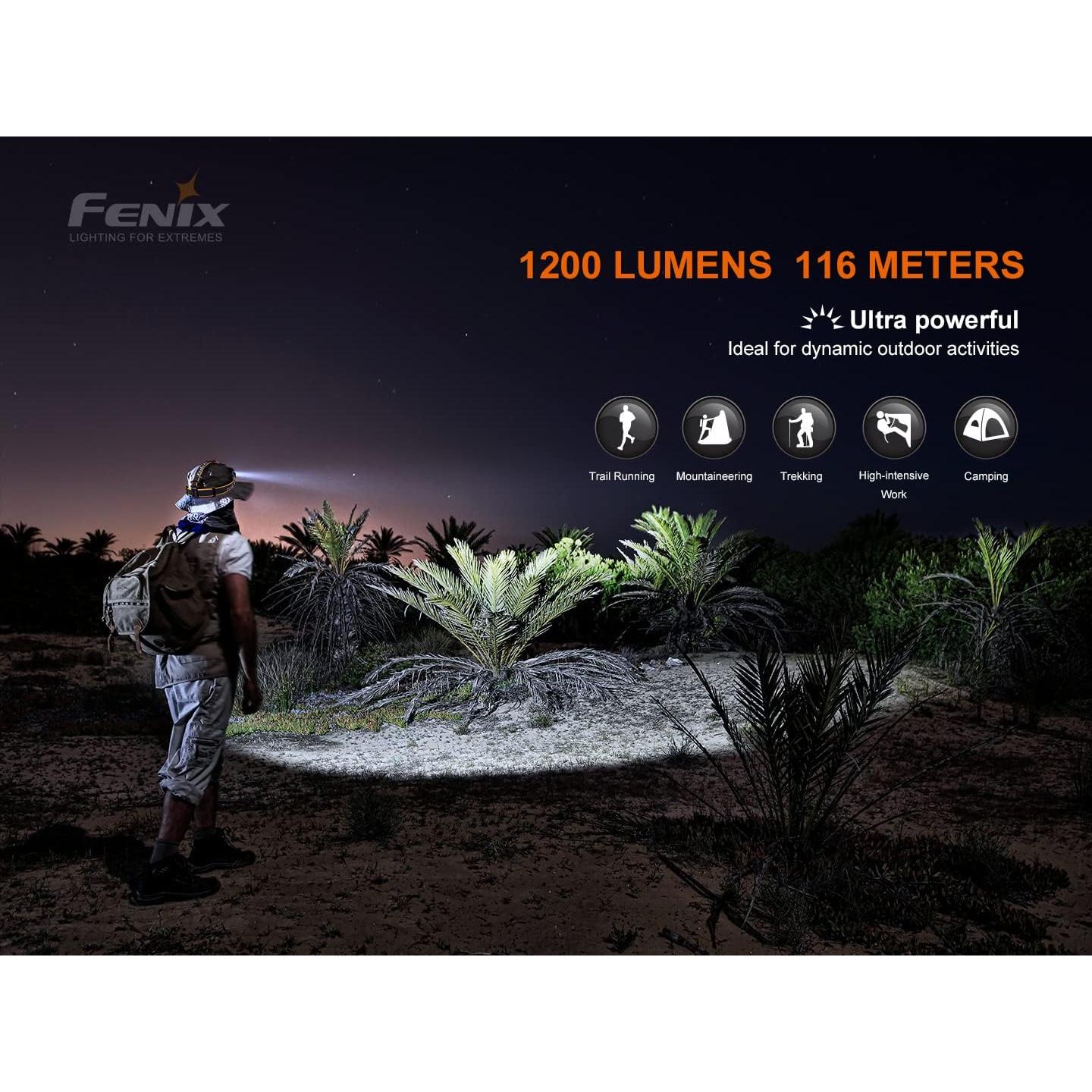 Linterna Frontal Recargable Fenix HM60R 1200 Lúmenes LED
