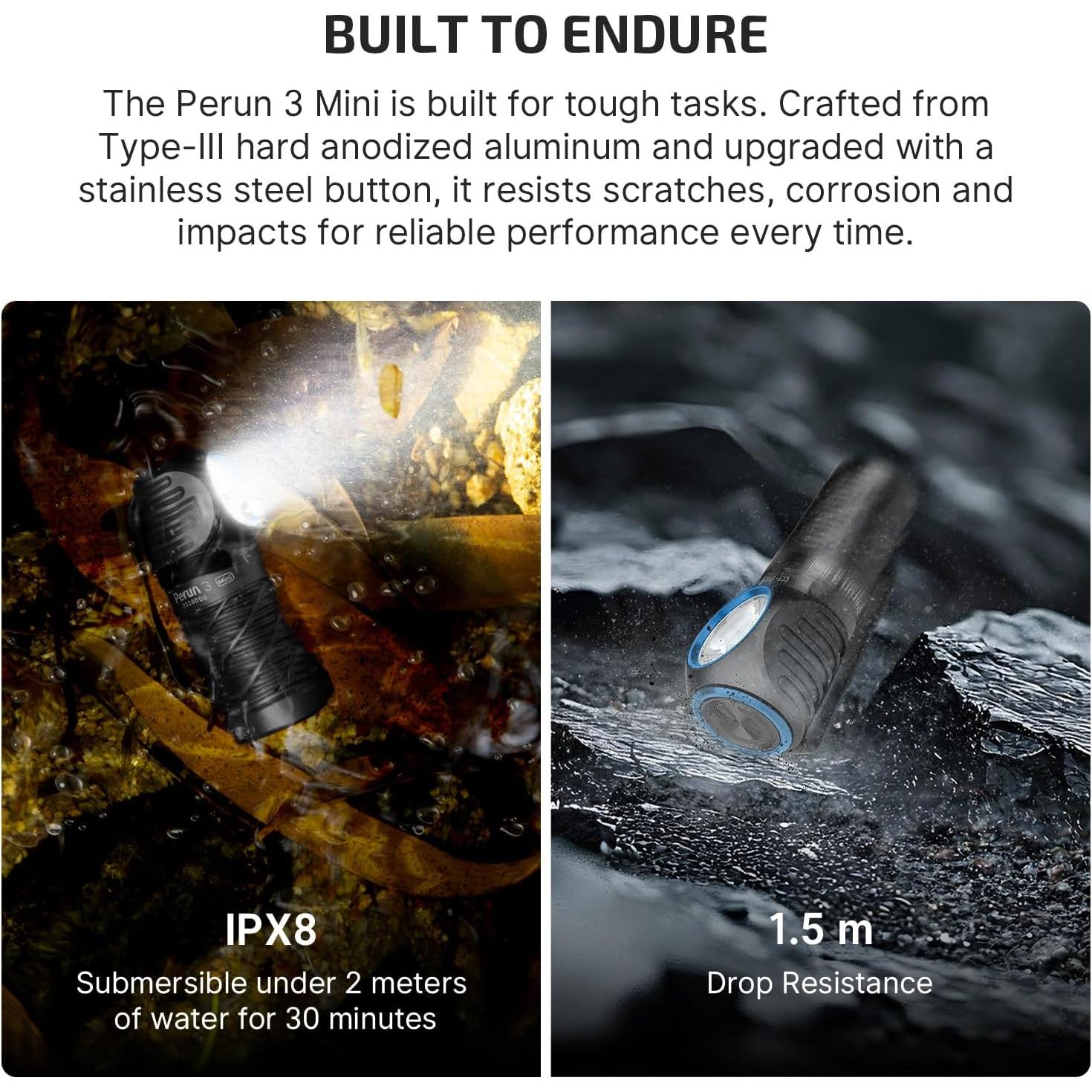 Linterna Frontal OLIGHT Perun 3 Mini 1250 Lúmenes Recargable