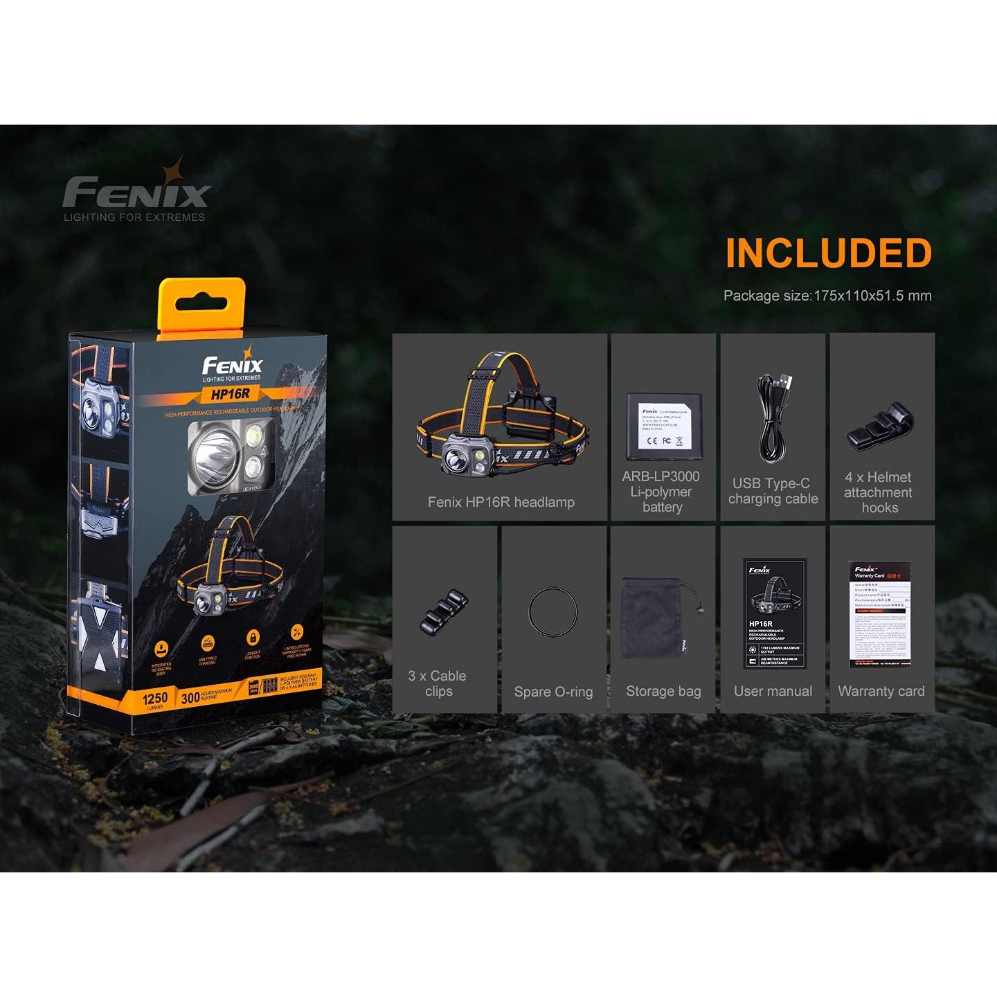 Linterna Frontal Fenix HP16R 1250 Lúmenes Recargable USB-C