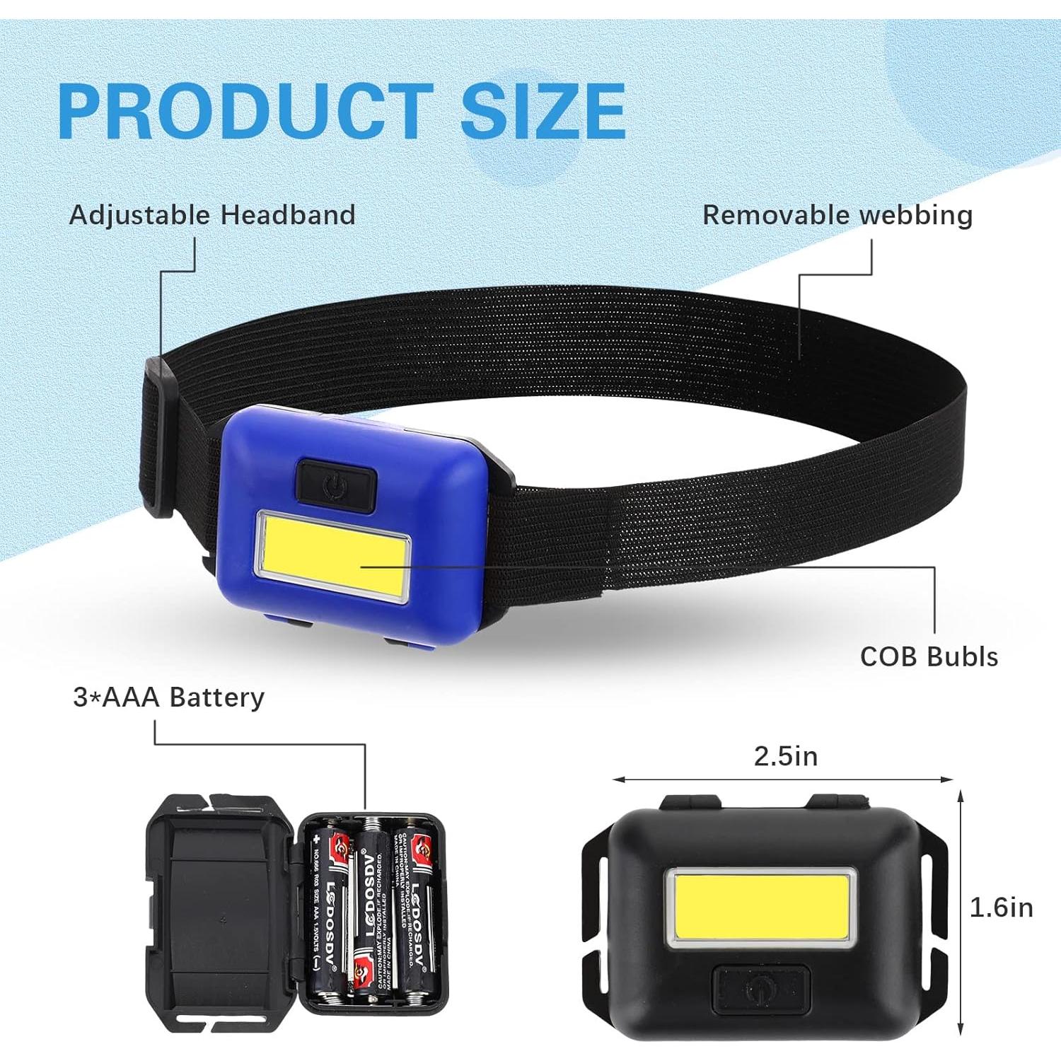 Linterna Frontal LED Treela 30 Piezas Impermeable 3 Modos