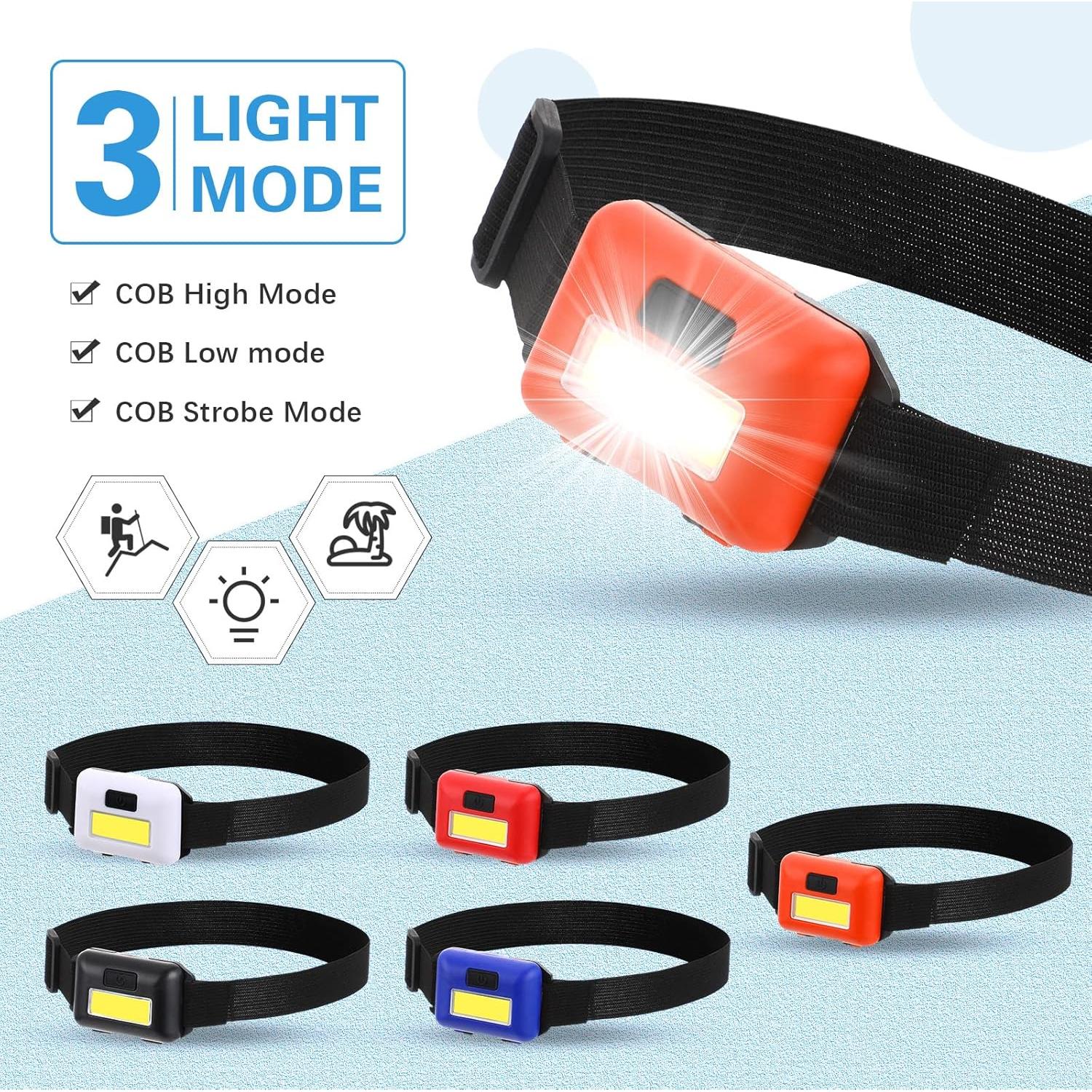 Linterna Frontal LED Treela 30 Piezas Impermeable 3 Modos