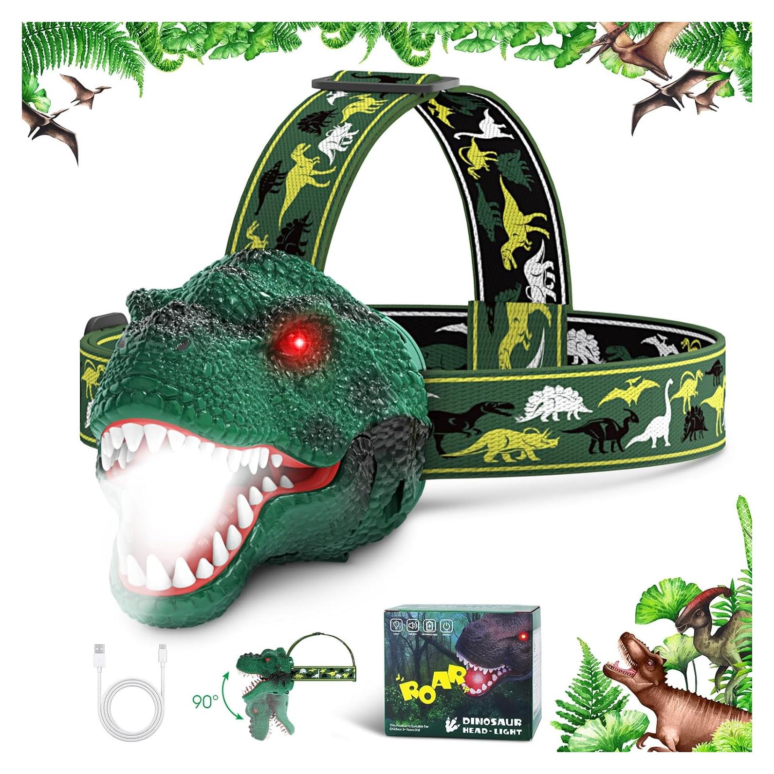 Linterna Frontal Dysaim Dinosaurio T-Rex Recargable 100 Lúmenes