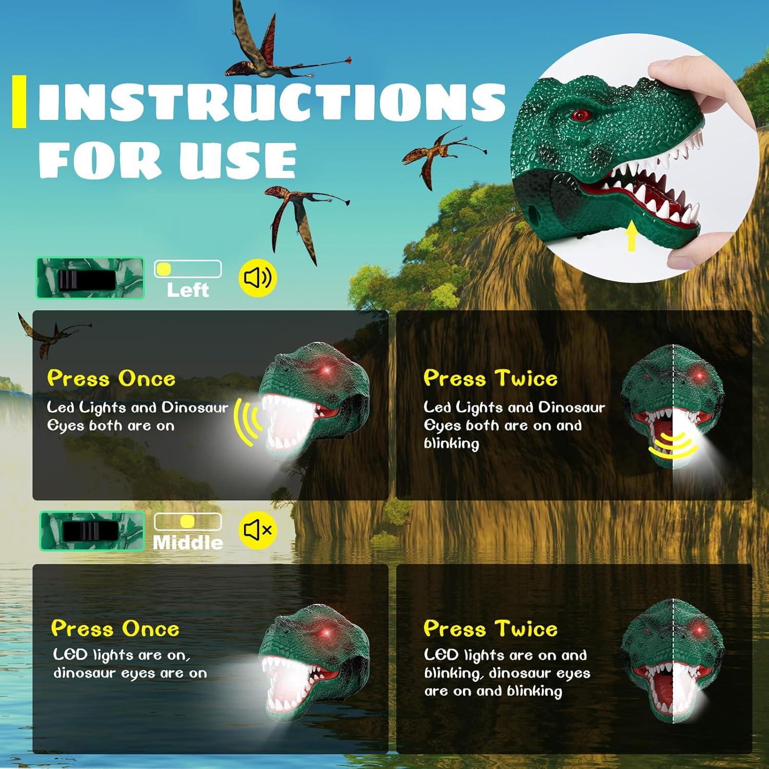 Linterna Frontal Dysaim Dinosaurio T-Rex Recargable 100 Lúmenes