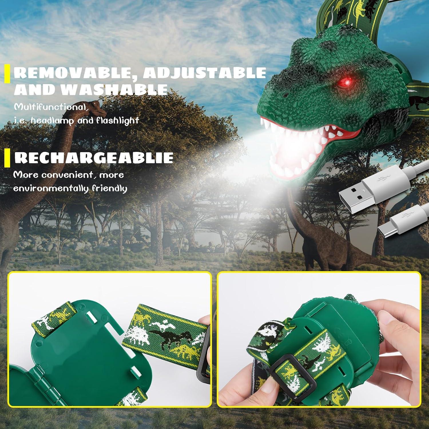 Linterna Frontal Dysaim Dinosaurio T-Rex Recargable 100 Lúmenes