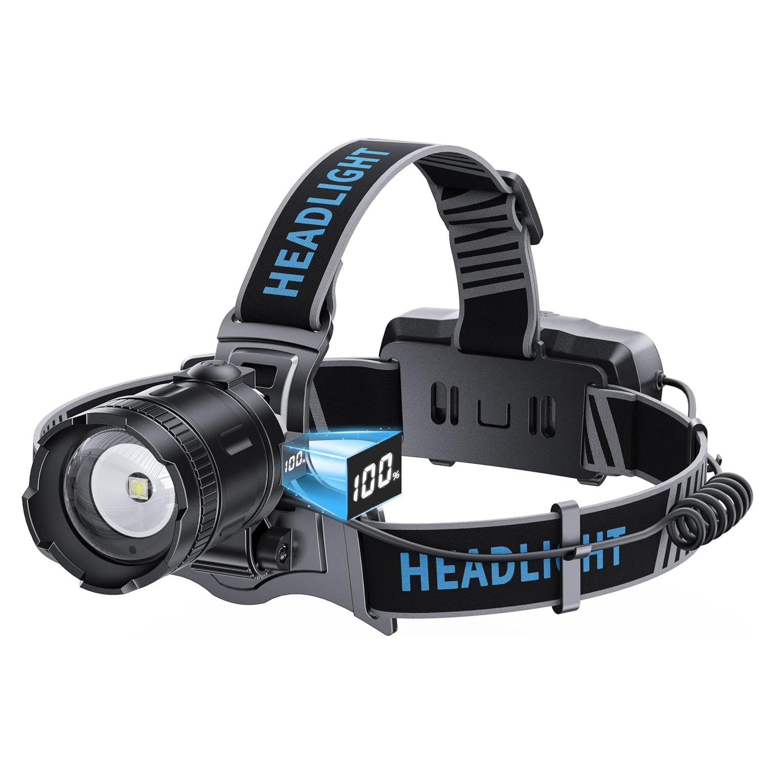 Linterna Frontal LED Recargable ADDplus 2000 Lúmenes IPX7