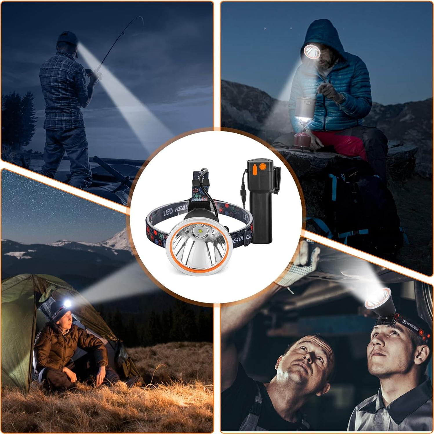 Lámpara Frontal LED Venlon 8401 Recargable 18000mAh Amarilla