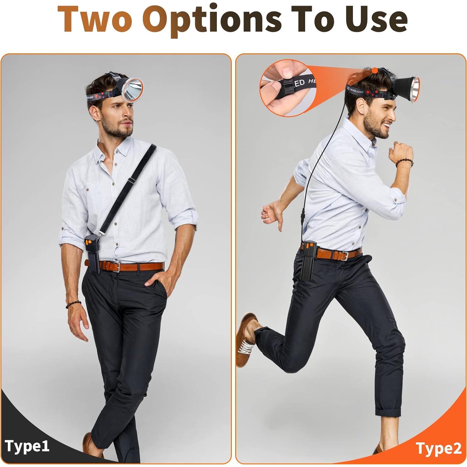 Lámpara Frontal LED Venlon 8401 Recargable 18000mAh Amarilla