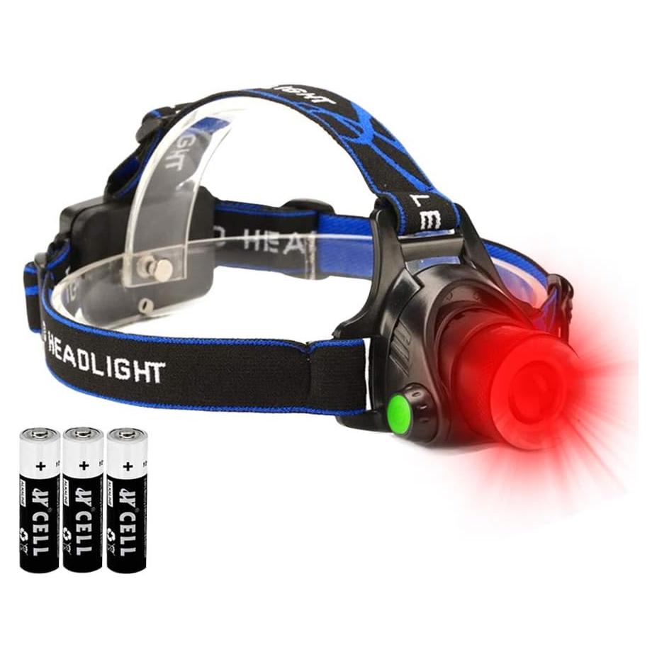 Linterna Frontal LED Roja GaiGaiMall Zoomable 3 Modos Resistente Agua