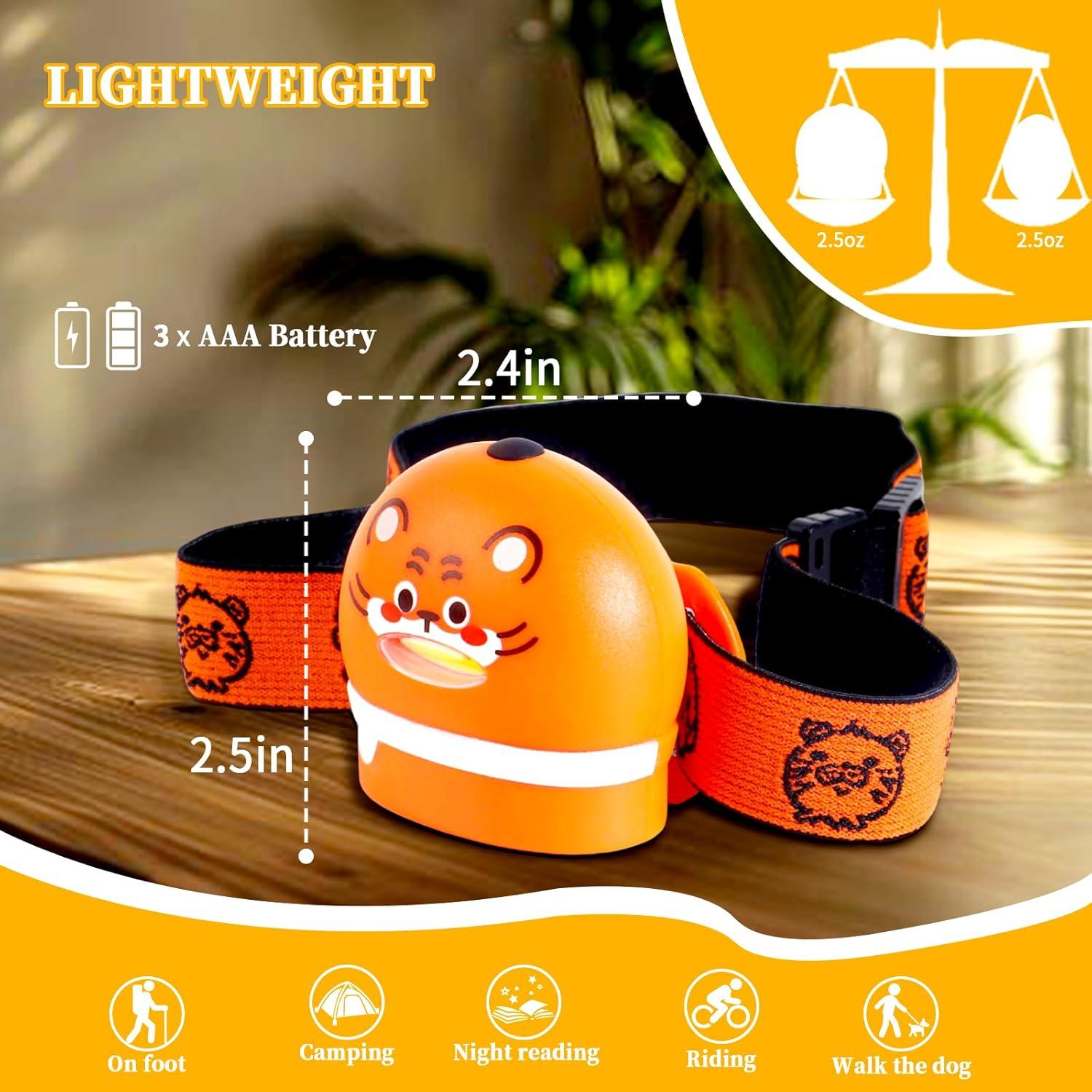 Linterna Frontal para Niños KunHe - 4 Paquete, IPX4, Baterías Incluidas