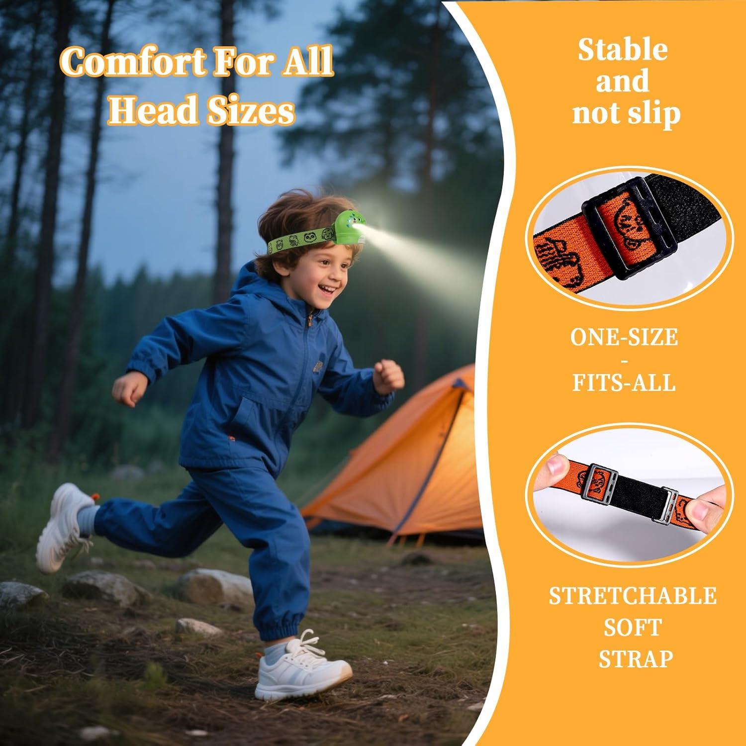 Linterna Frontal para Niños KunHe - 4 Paquete, IPX4, Baterías Incluidas