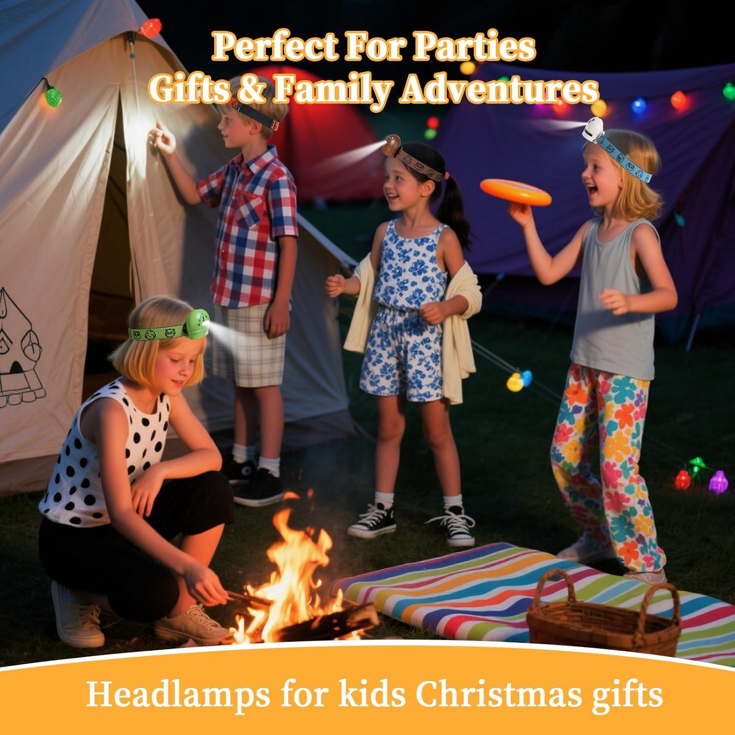 Linterna Frontal para Niños KunHe - 4 Paquete, IPX4, Baterías Incluidas