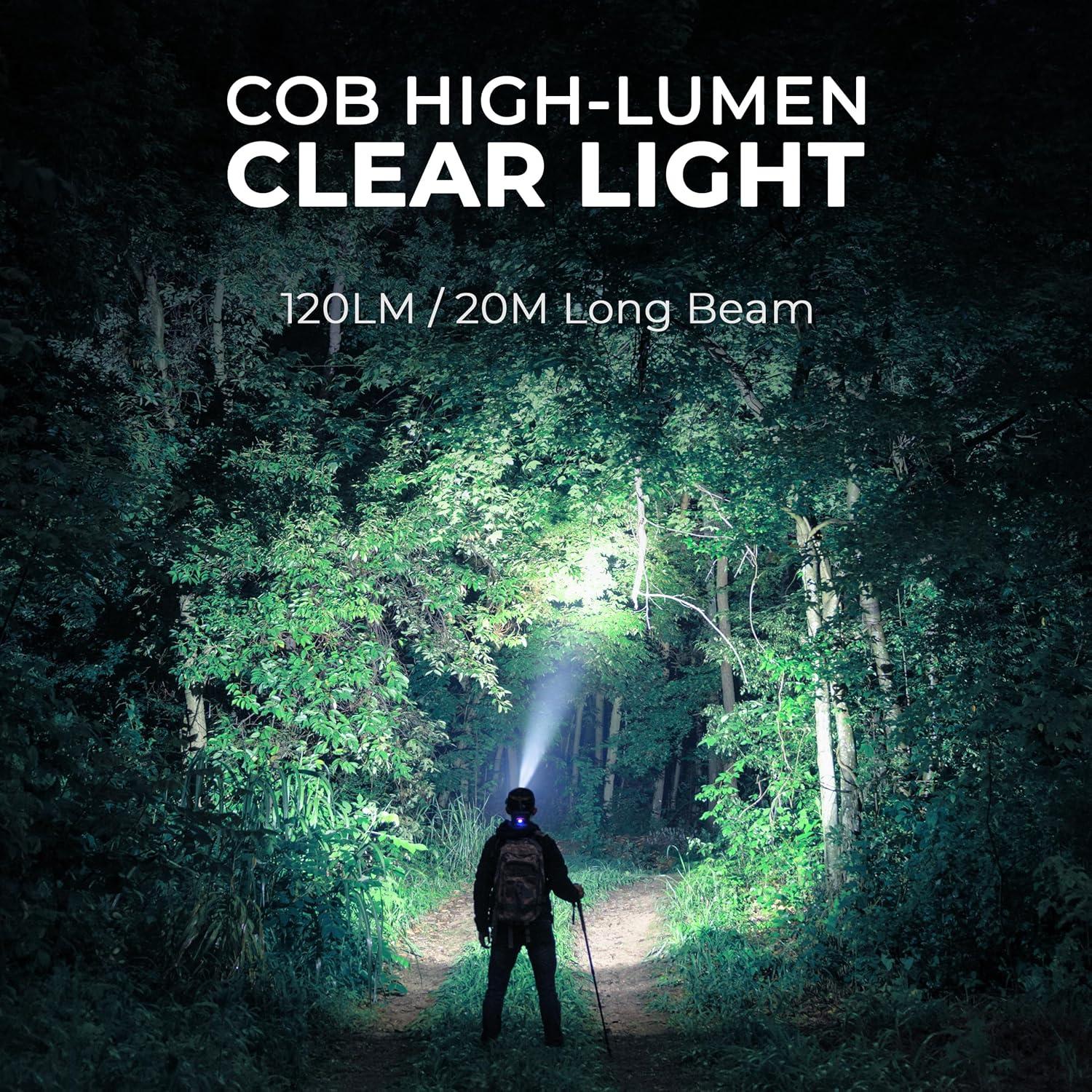 Linterna Frontal Recargable GloworPath 1200 Lúmenes 7 Modos