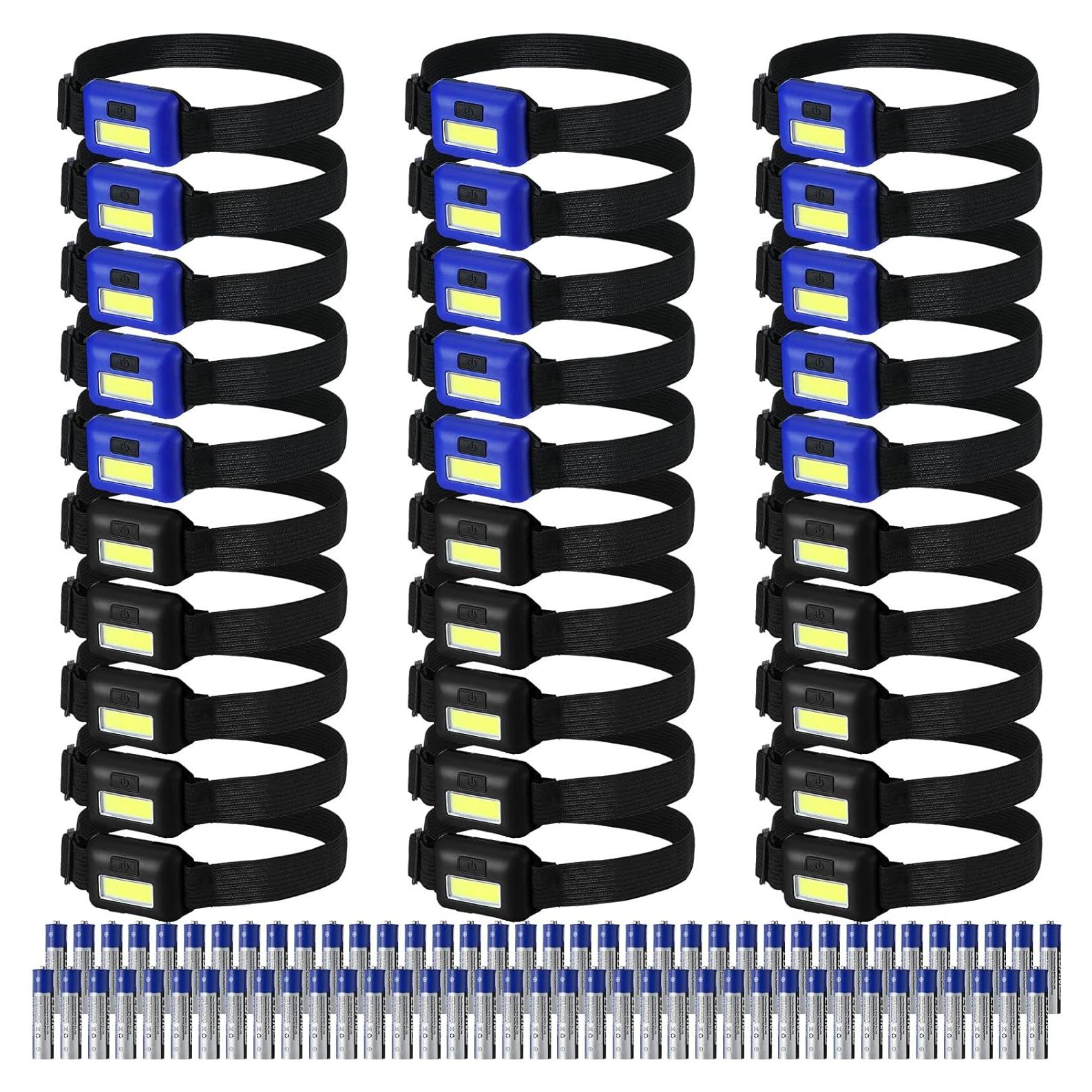 30 Linternas Frontales LED Macarrie con 90 Baterías AAA