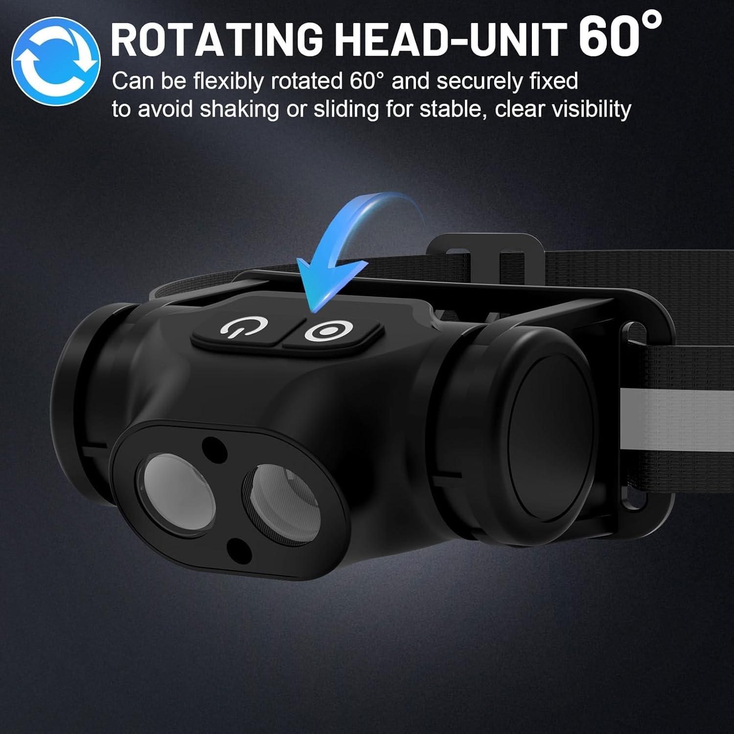 Linterna Frontal LED Recargable Adamstar 4 Modos Resistente Agua