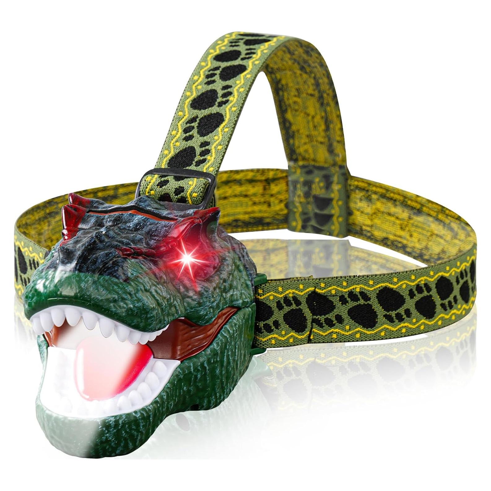 Linterna Frontal LED Dinosaurio T-Rex SANYIYIBA Verde 3-12 Años