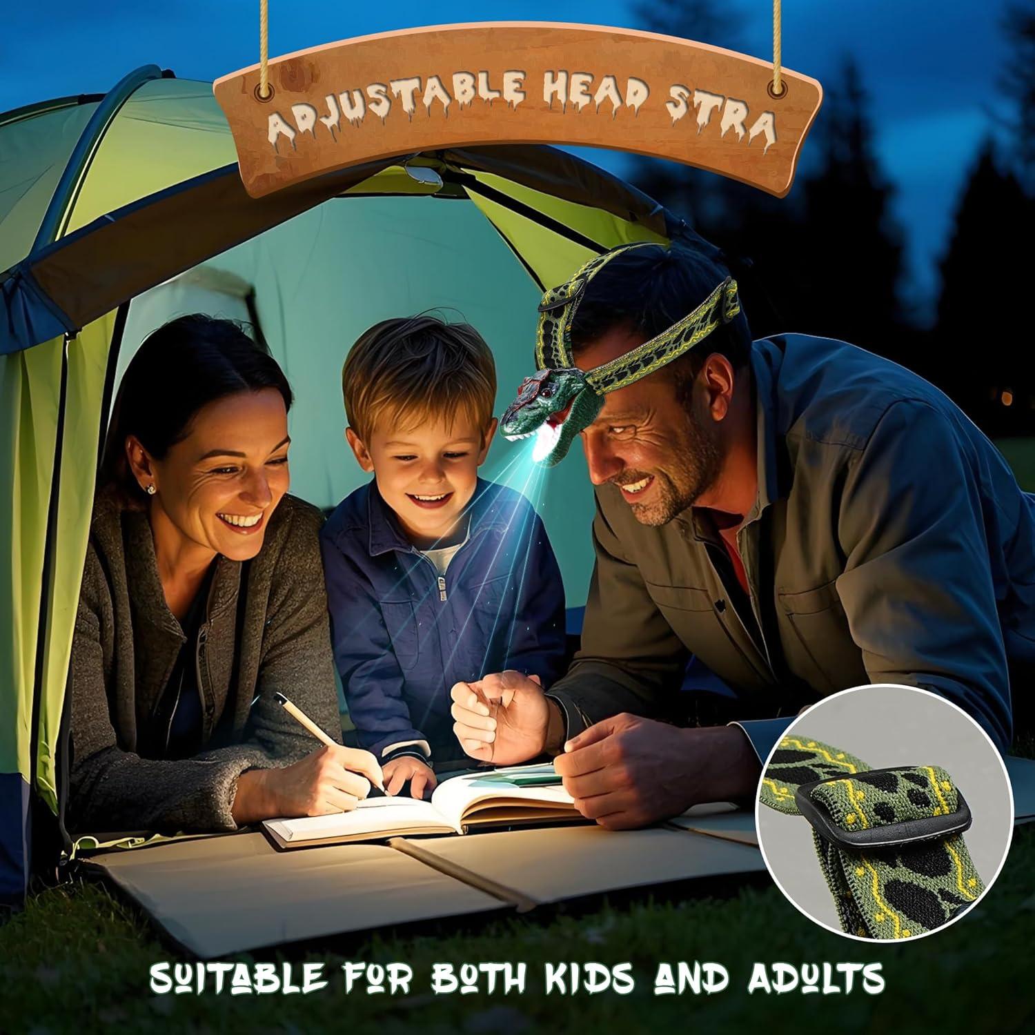 Linterna Frontal LED Dinosaurio T-Rex SANYIYIBA Verde 3-12 Años