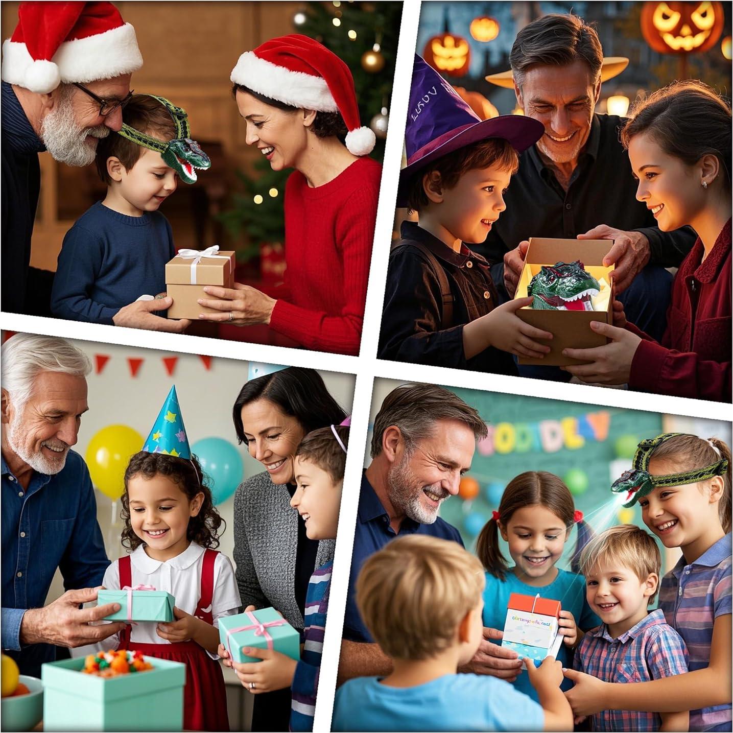 Linterna Frontal LED Dinosaurio T-Rex SANYIYIBA Verde 3-12 Años