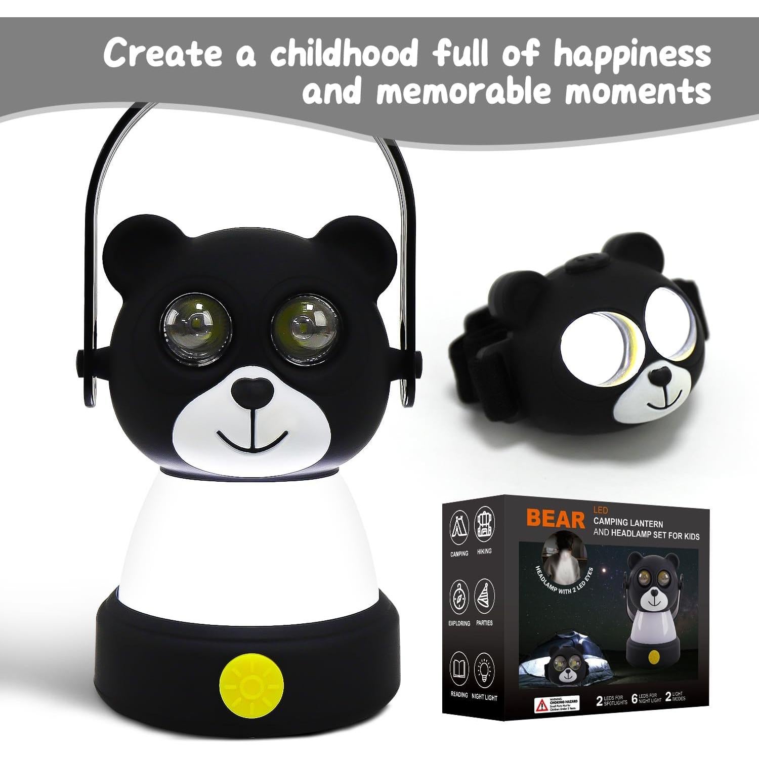 Kit de Linterna y Faro LED Oso OSCEVIA 12x12 cm para Niños