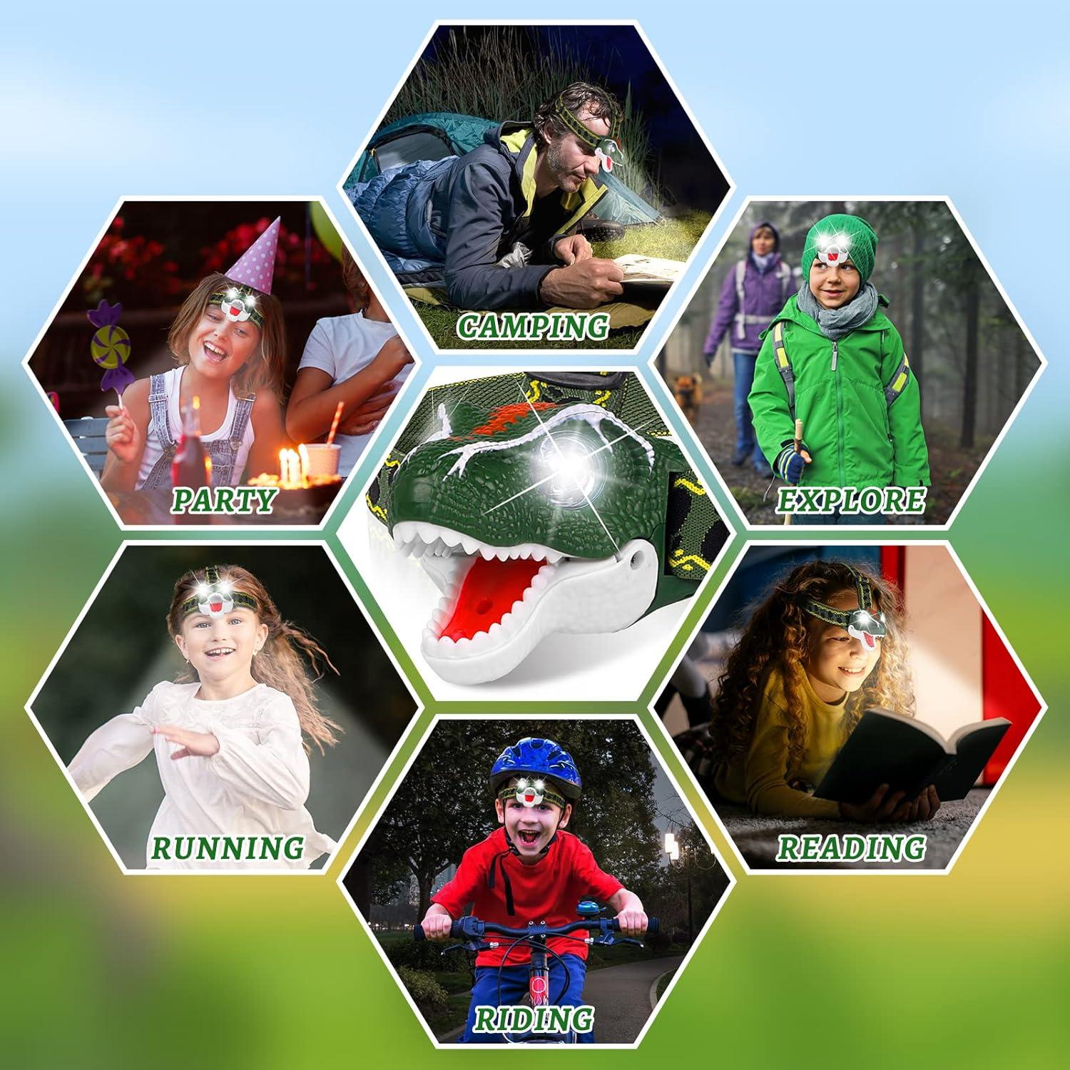 Linterna Frontal Dinosaurio T-Rex DX DA XIN LED Verde 8.5cm