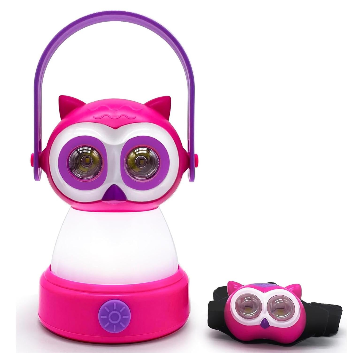 Juego de Linterna y Faro de Búho FANT.LUX 2-en-1 LED Rosa