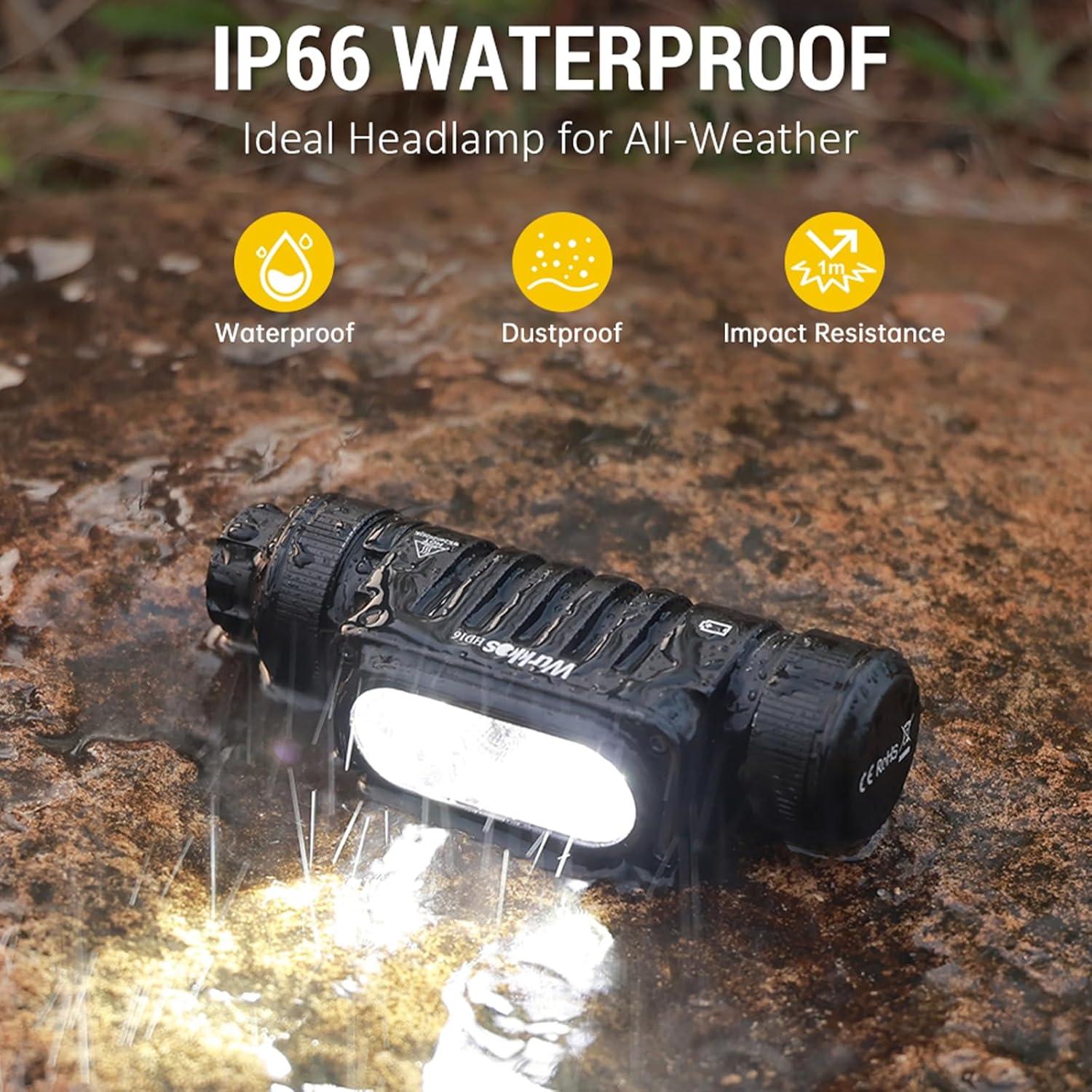 Linterna Frontal Recargable Wurkkos HD16 2500 Lúmenes IP66