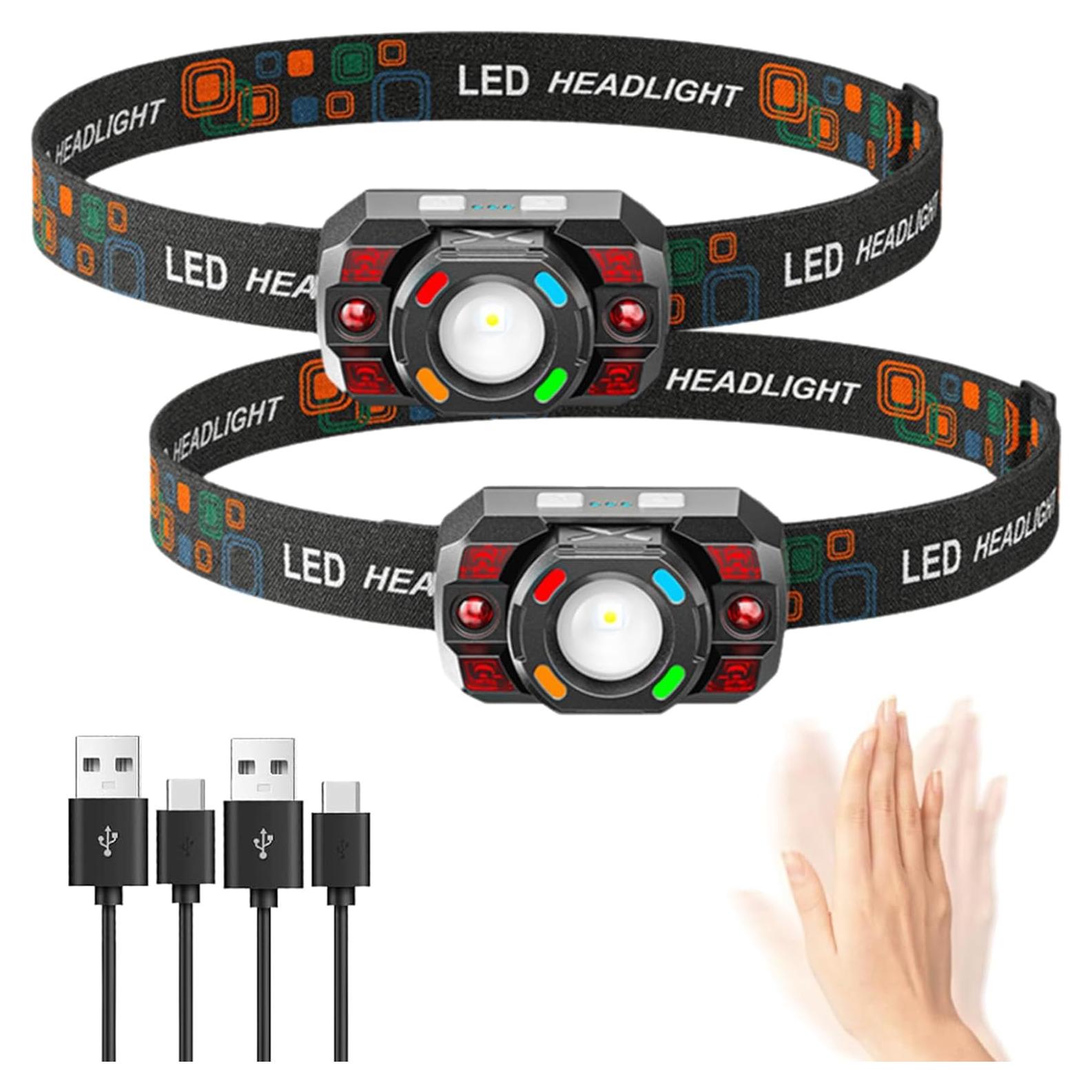 Linterna Frontal LED Recargable 500 Lúmenes LYBSWlark 2-Pack