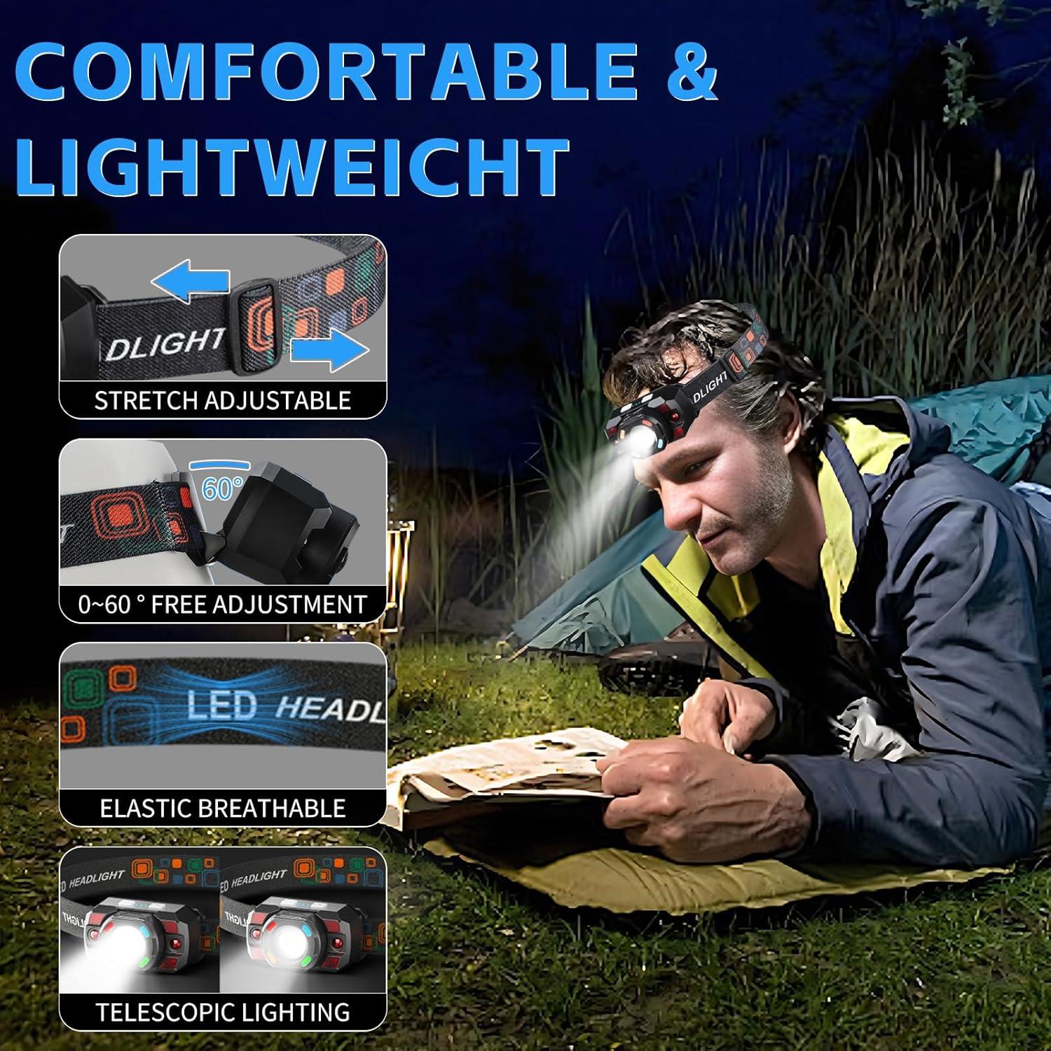 Linterna Frontal LED Recargable 500 Lúmenes LYBSWlark 2-Pack