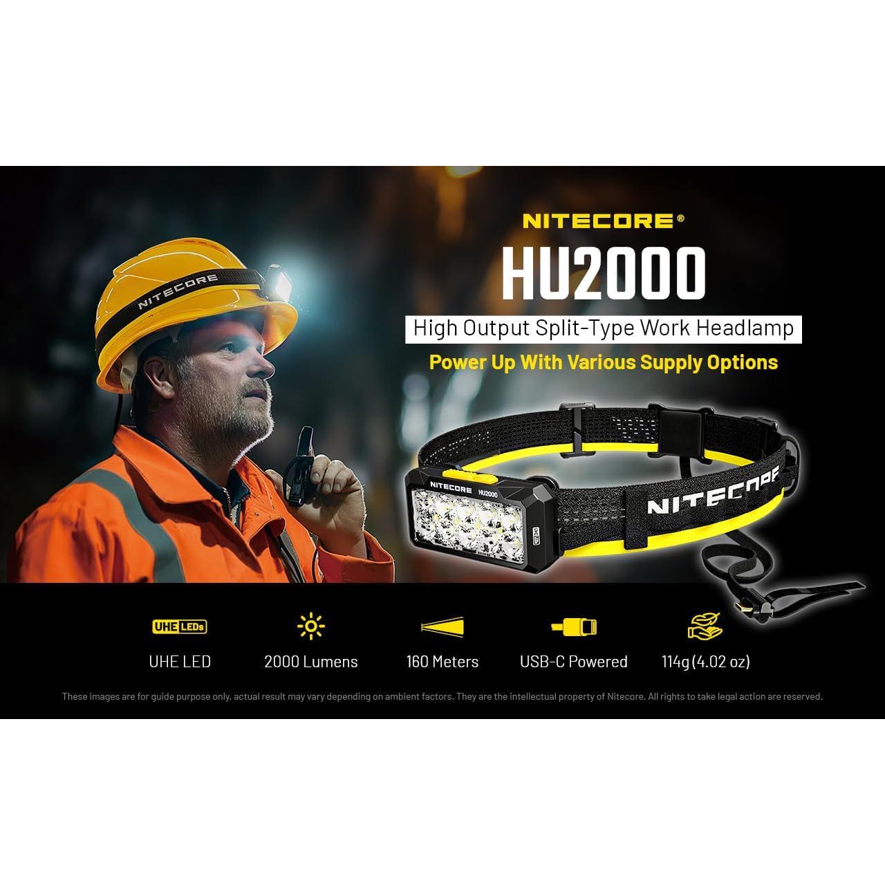 Linterna Frontal Nitecore HU2000 2000 Lúmenes USB-C 113g