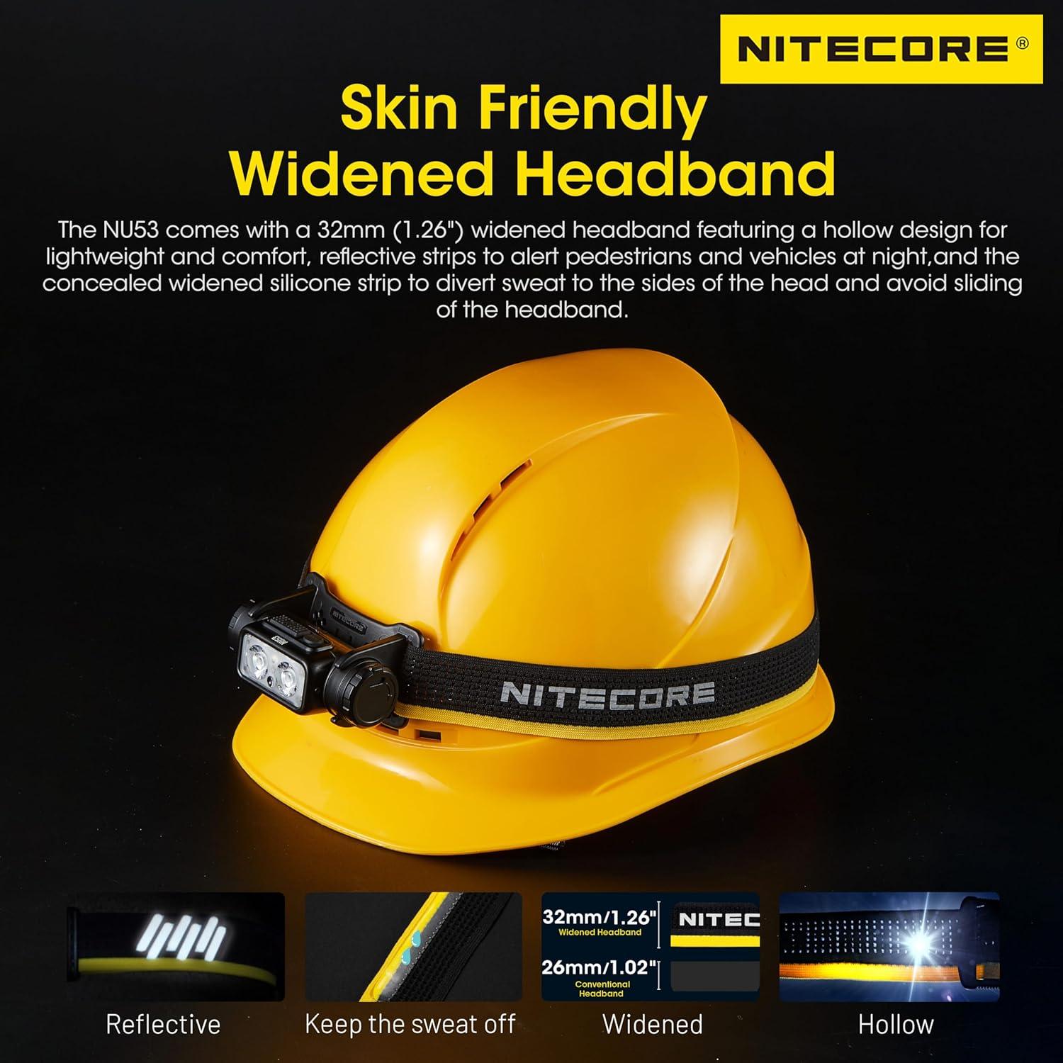 Linterna Frontal Nitecore NU53 1800 Lúmenes Recargable USB-C