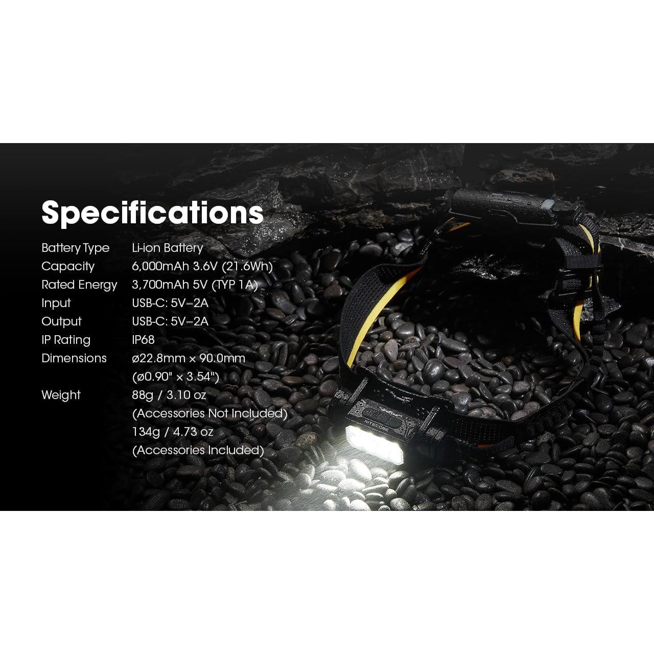 Kit Extensión Batería Carbono Nitecore 6K para Linternas NU40/NU43/NU45/NU50/HC65